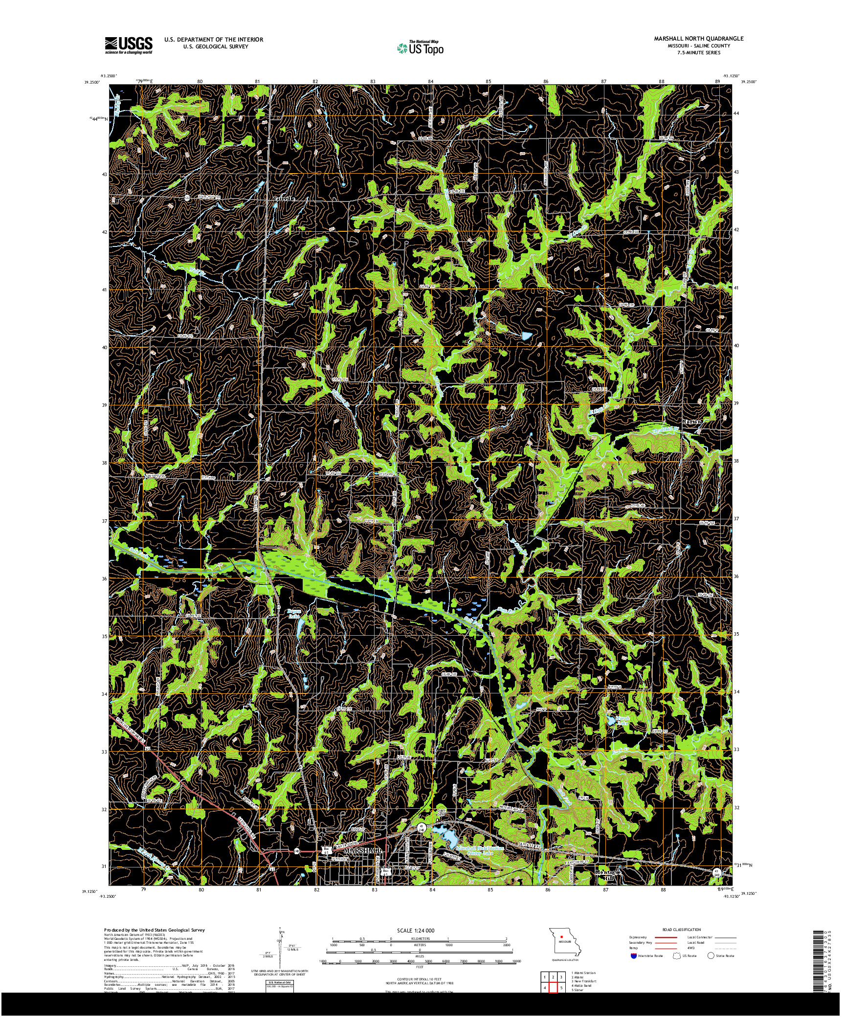 USGS US TOPO 7.5-MINUTE MAP FOR MARSHALL NORTH, MO 2017