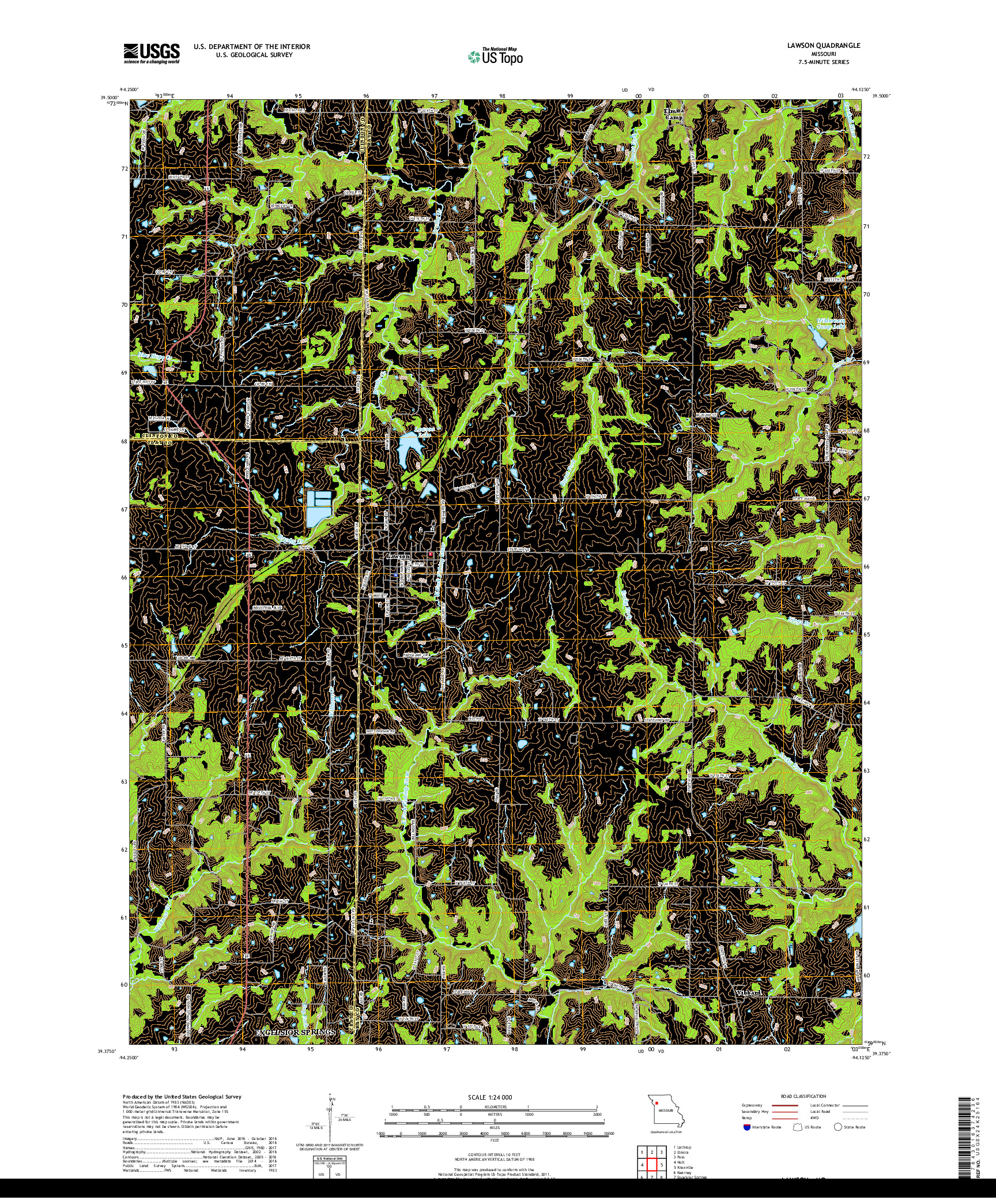 USGS US TOPO 7.5-MINUTE MAP FOR LAWSON, MO 2017