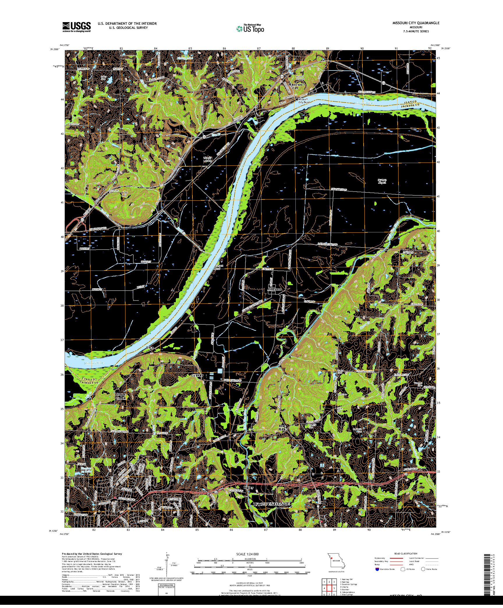 USGS US TOPO 7.5-MINUTE MAP FOR MISSOURI CITY, MO 2017