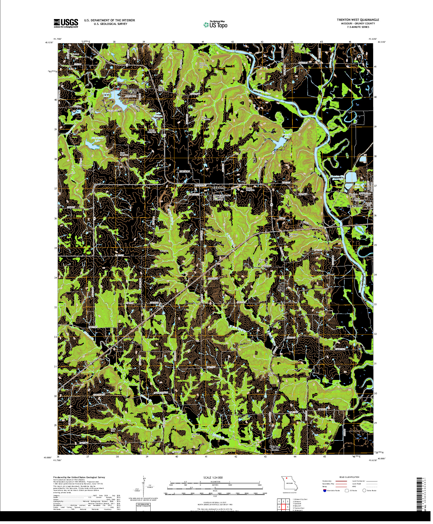 USGS US TOPO 7.5-MINUTE MAP FOR TRENTON WEST, MO 2017