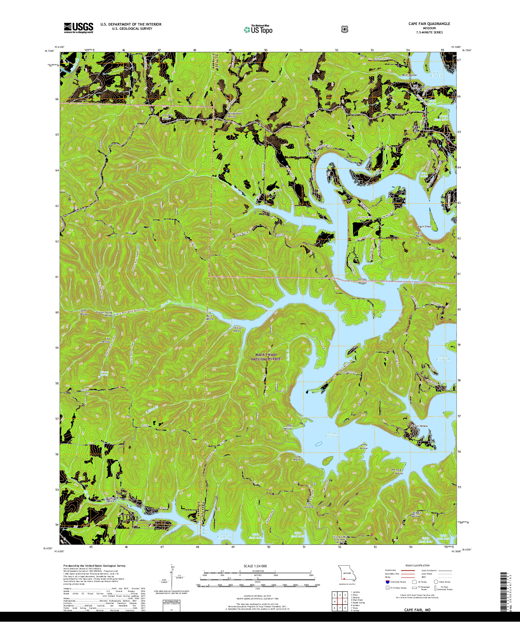 USGS US TOPO 7.5-MINUTE MAP FOR CAPE FAIR, MO 2017