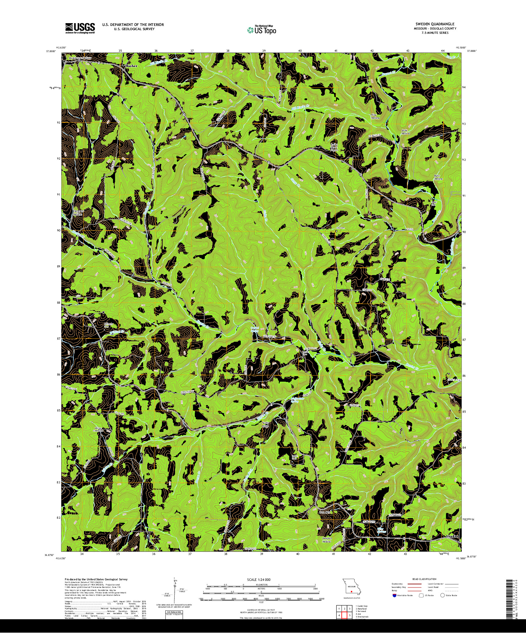 USGS US TOPO 7.5-MINUTE MAP FOR SWEDEN, MO 2017