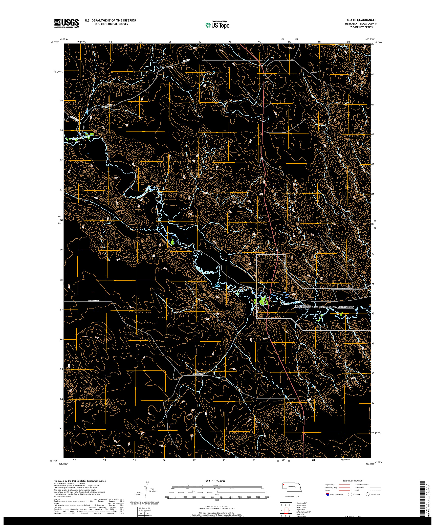 USGS US TOPO 7.5-MINUTE MAP FOR AGATE, NE 2017