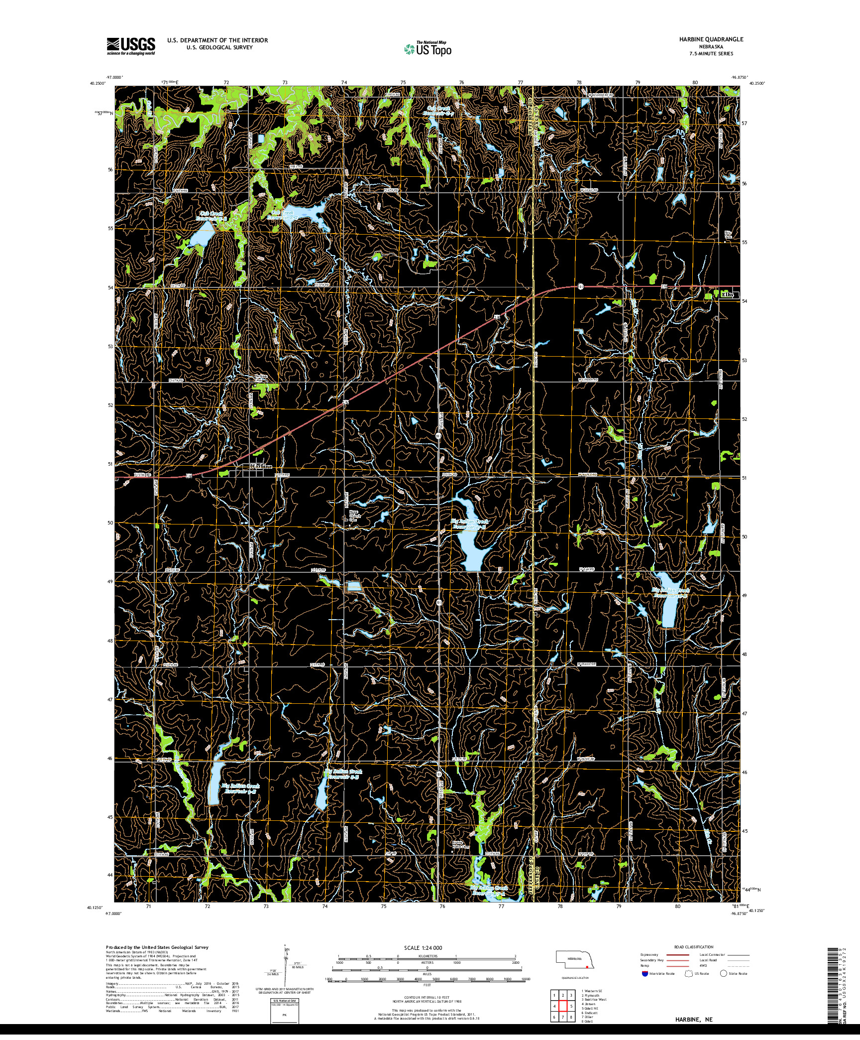 USGS US TOPO 7.5-MINUTE MAP FOR HARBINE, NE 2017