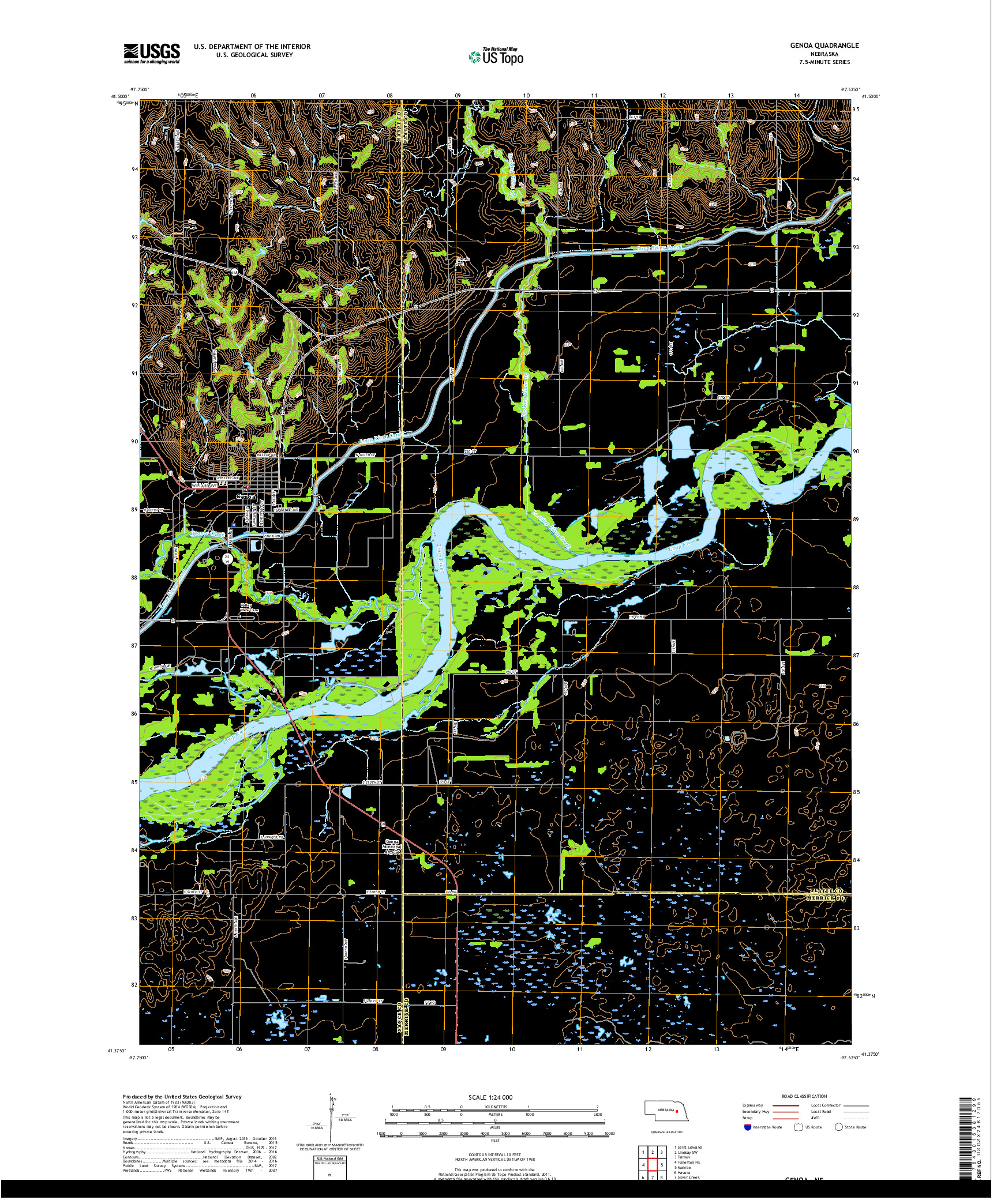 USGS US TOPO 7.5-MINUTE MAP FOR GENOA, NE 2017
