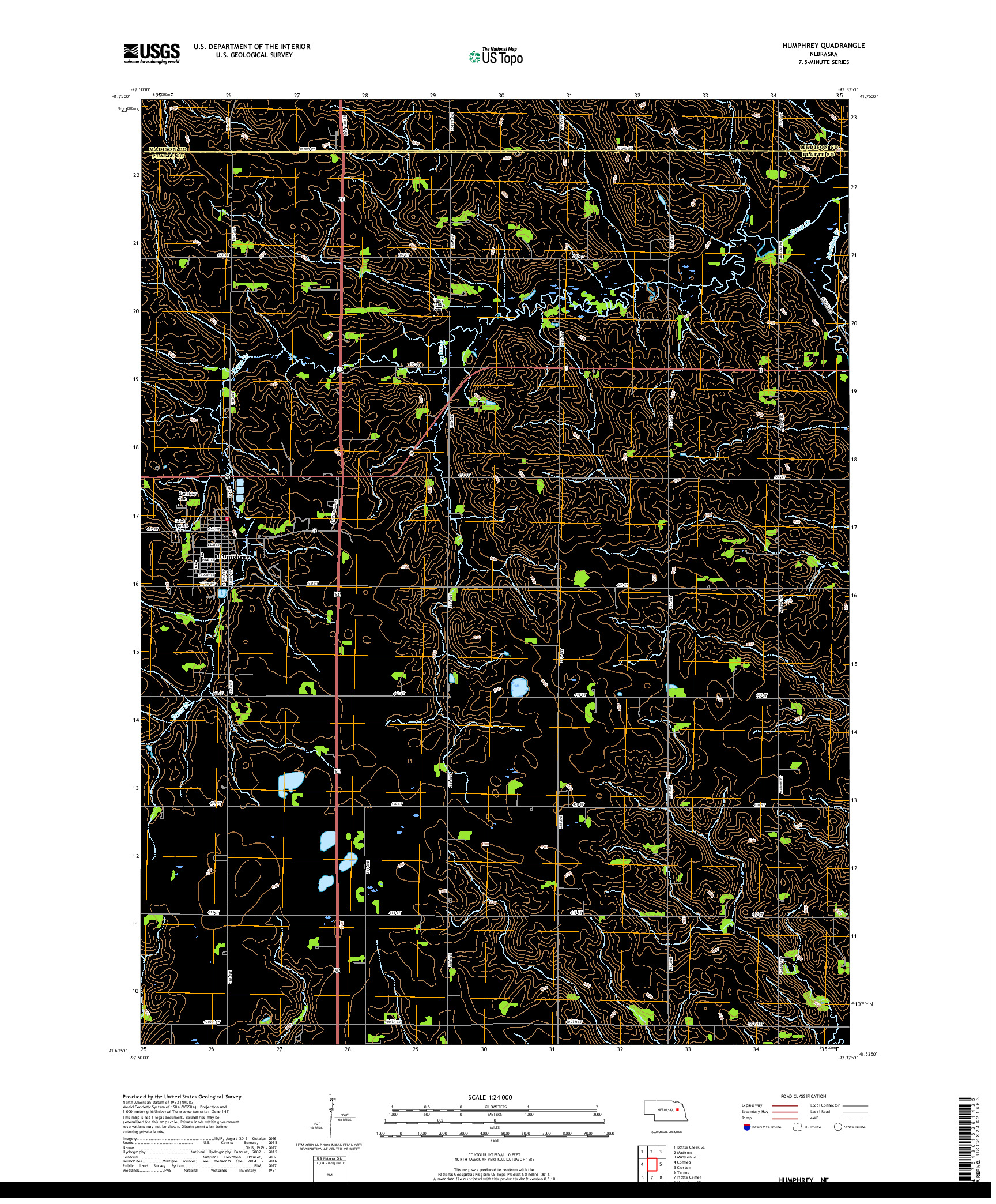 USGS US TOPO 7.5-MINUTE MAP FOR HUMPHREY, NE 2017