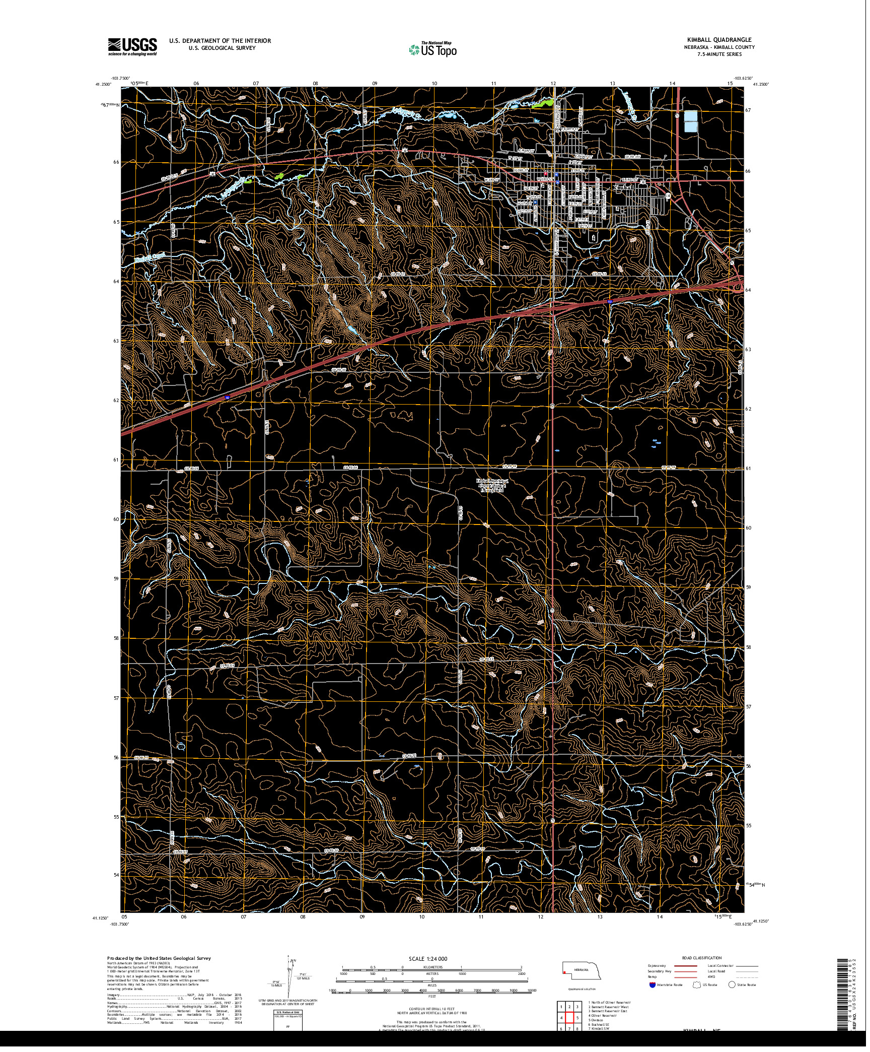 USGS US TOPO 7.5-MINUTE MAP FOR KIMBALL, NE 2017