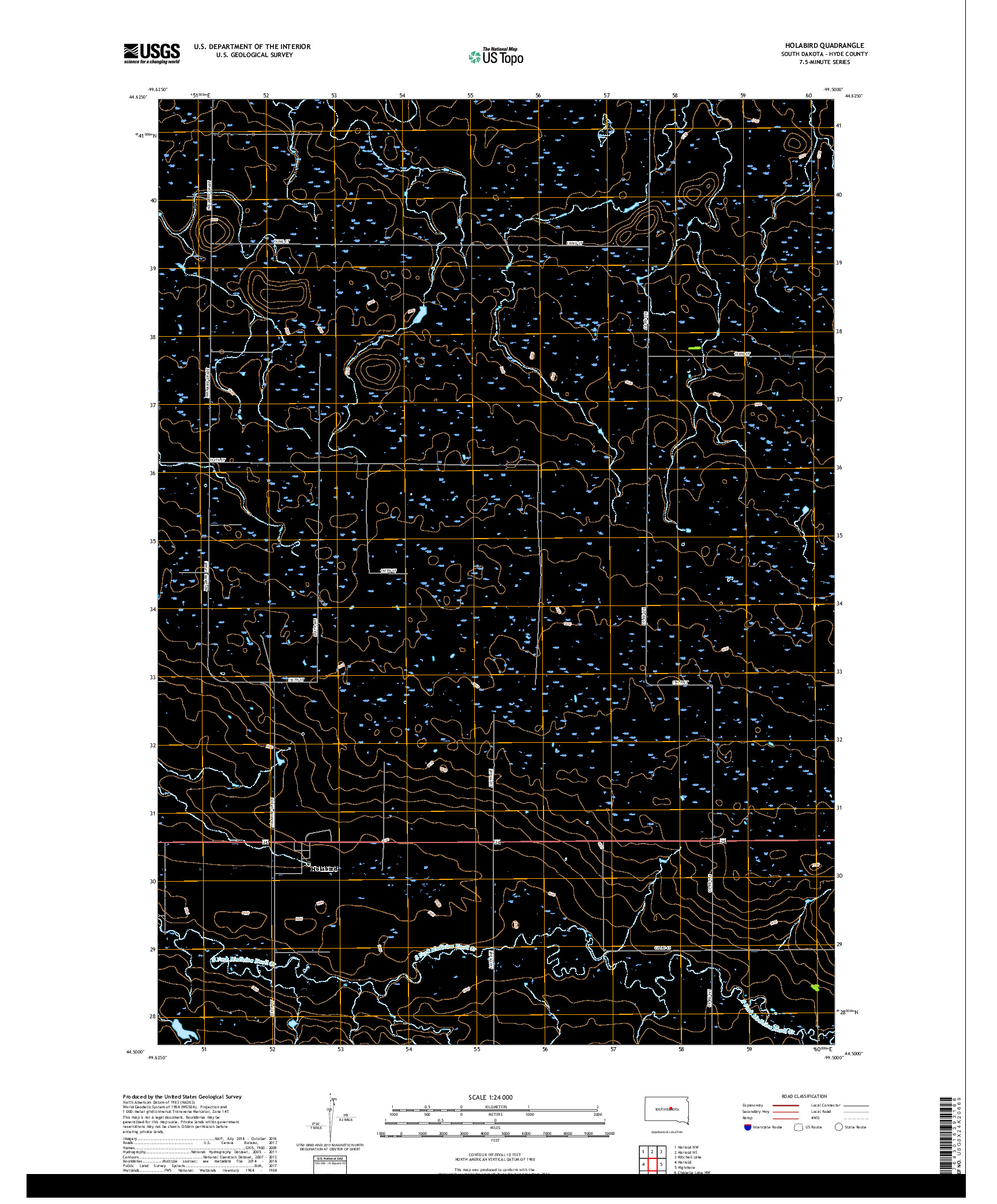 USGS US TOPO 7.5-MINUTE MAP FOR HOLABIRD, SD 2017