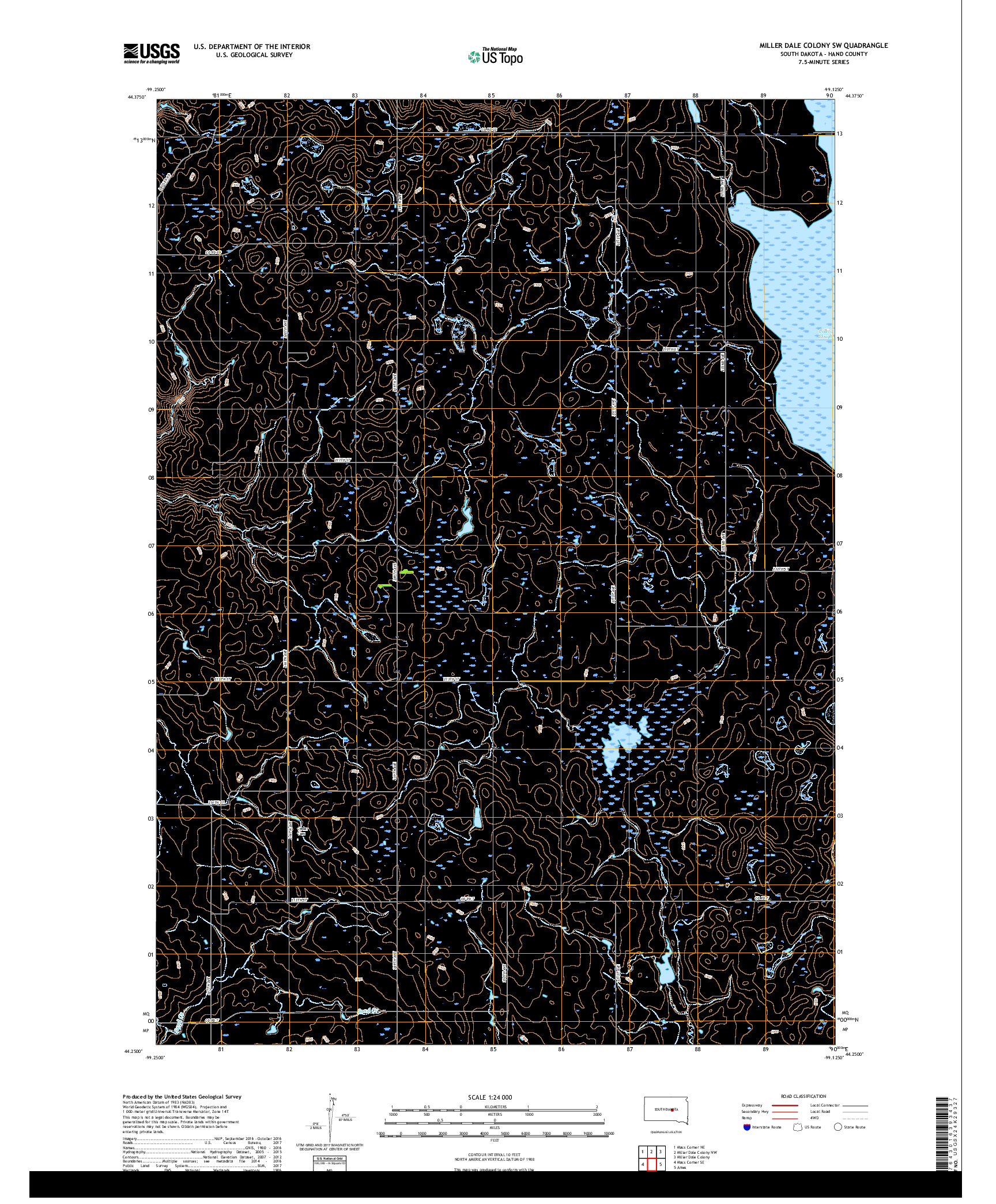 USGS US TOPO 7.5-MINUTE MAP FOR MILLER DALE COLONY SW, SD 2017