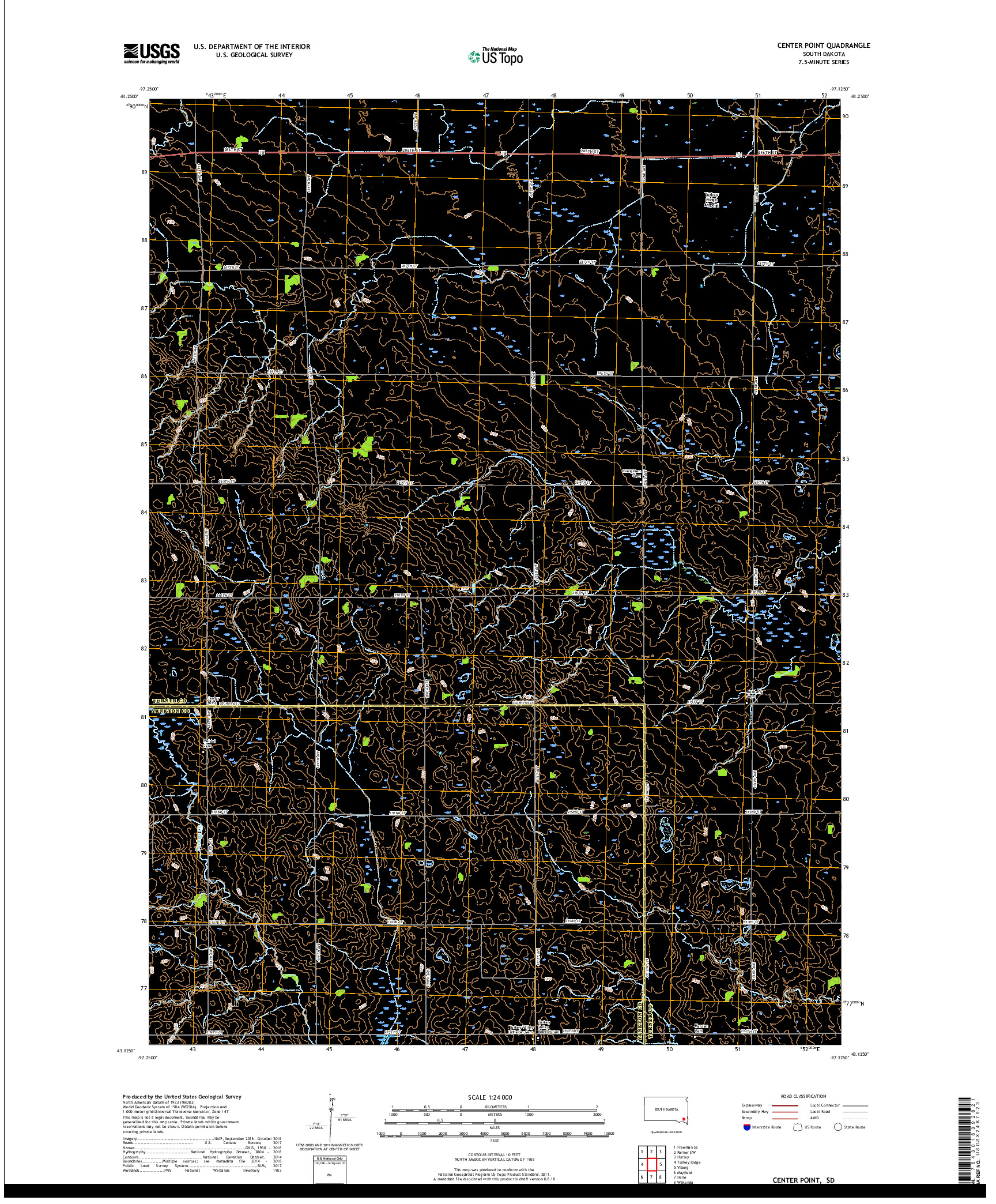 USGS US TOPO 7.5-MINUTE MAP FOR CENTER POINT, SD 2017