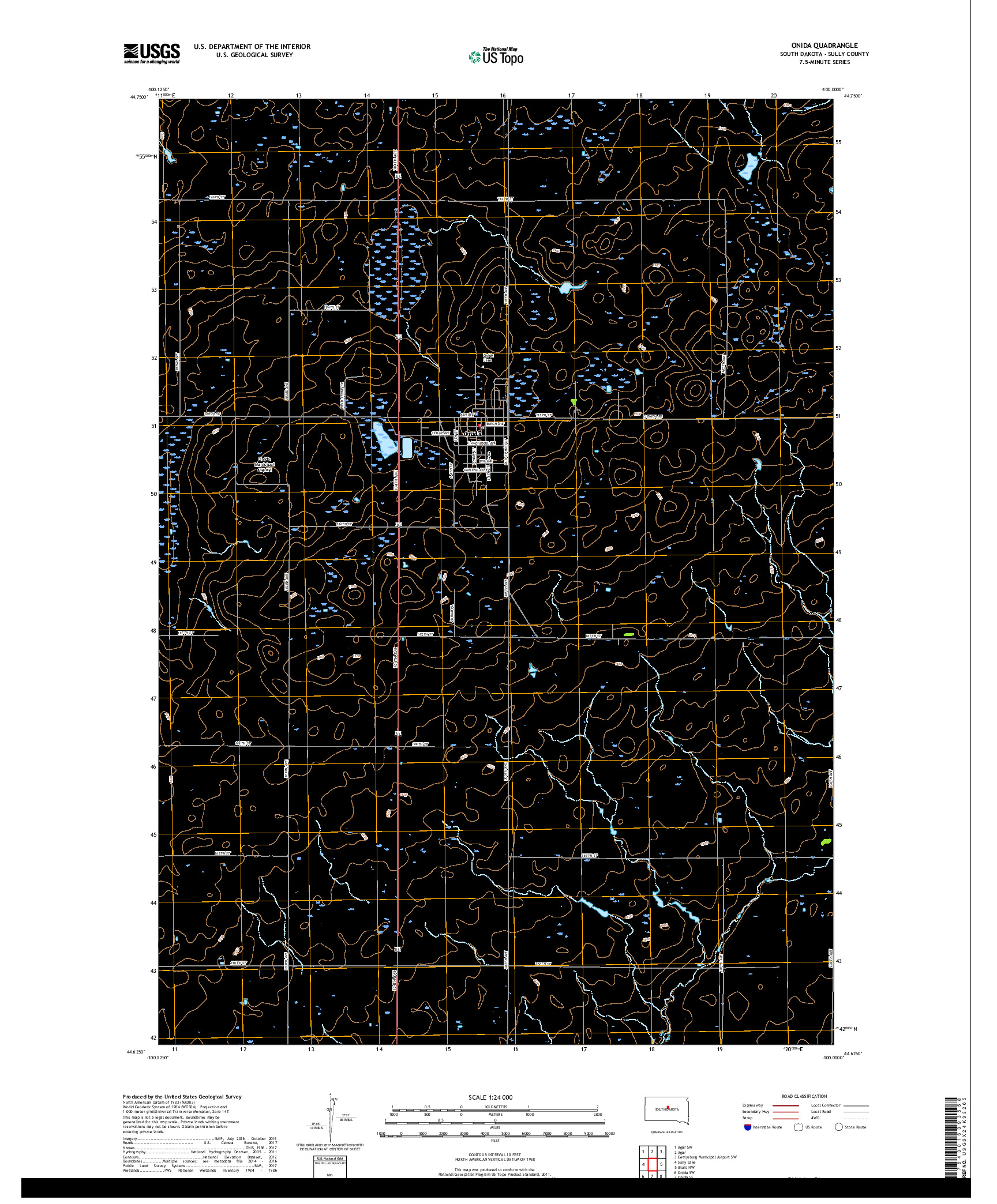 USGS US TOPO 7.5-MINUTE MAP FOR ONIDA, SD 2017