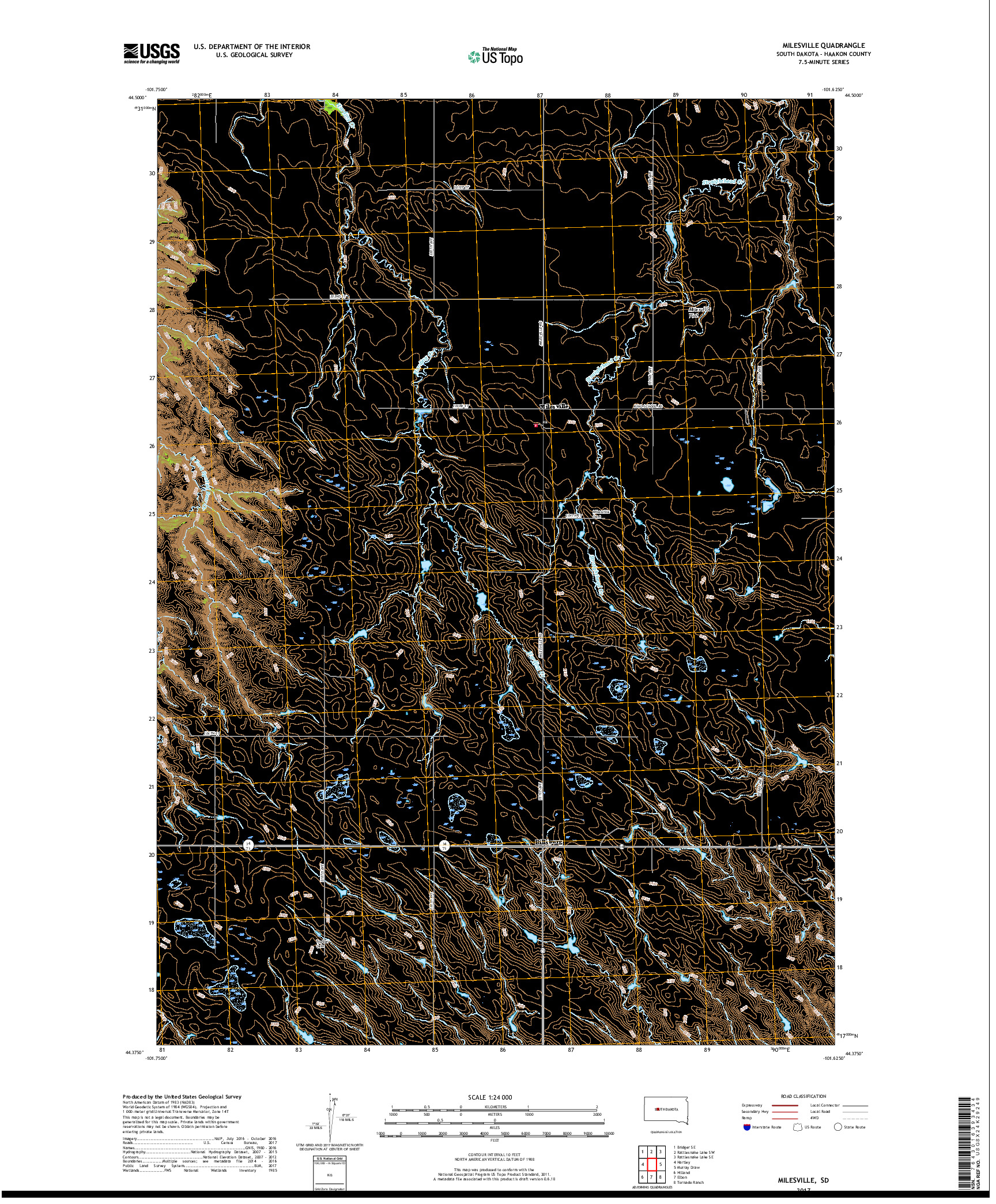 USGS US TOPO 7.5-MINUTE MAP FOR MILESVILLE, SD 2017