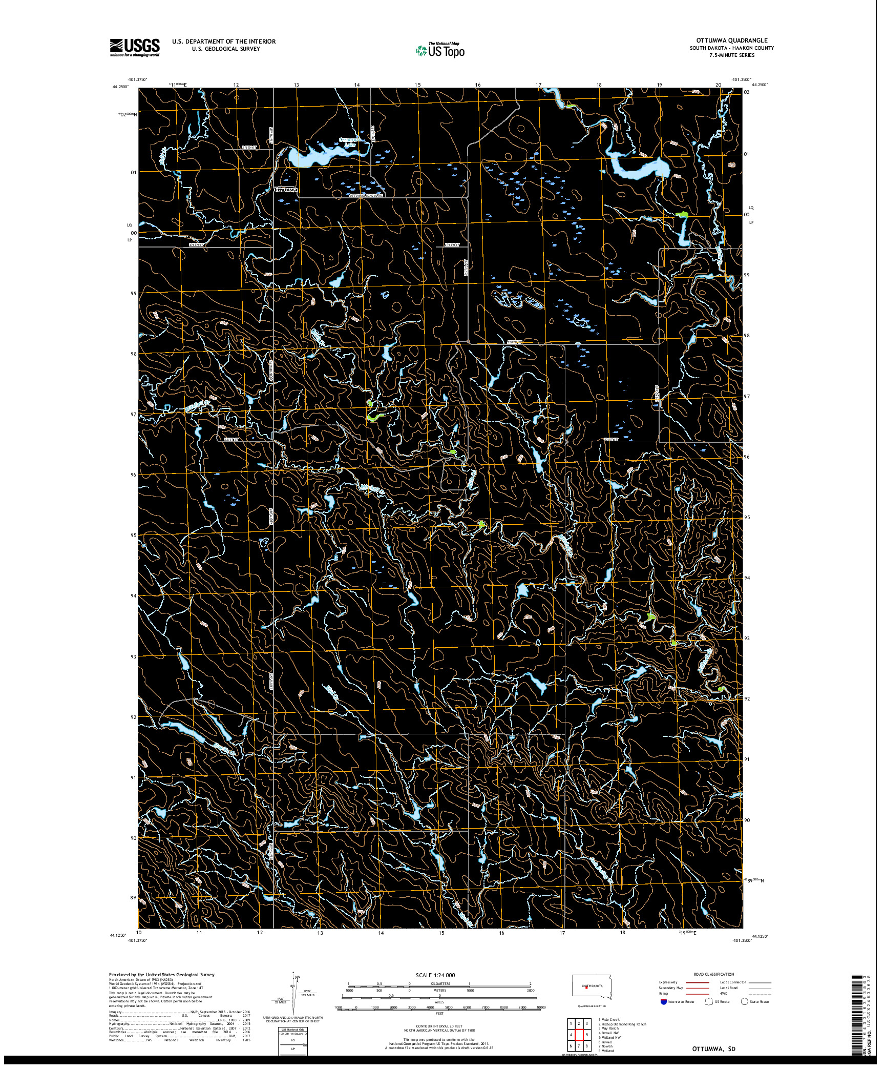 USGS US TOPO 7.5-MINUTE MAP FOR OTTUMWA, SD 2017