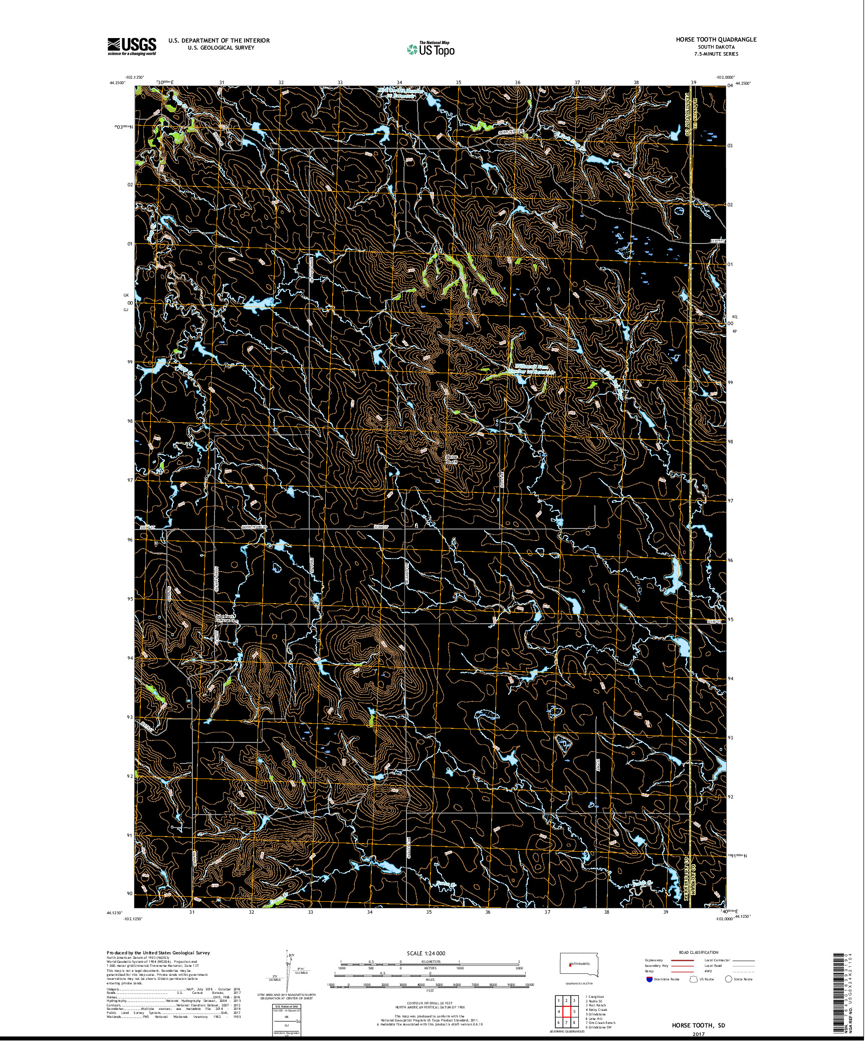 USGS US TOPO 7.5-MINUTE MAP FOR HORSE TOOTH, SD 2017