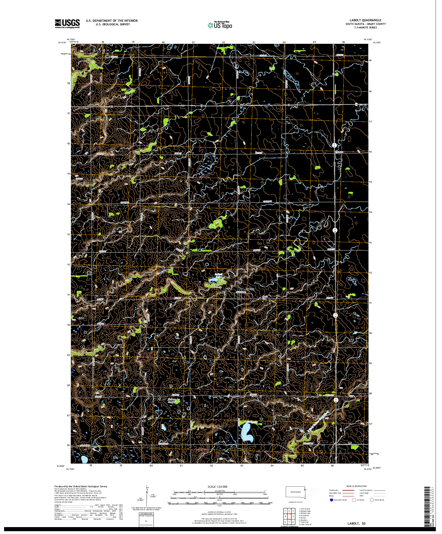 USGS US TOPO 7.5-MINUTE MAP FOR LABOLT, SD 2017