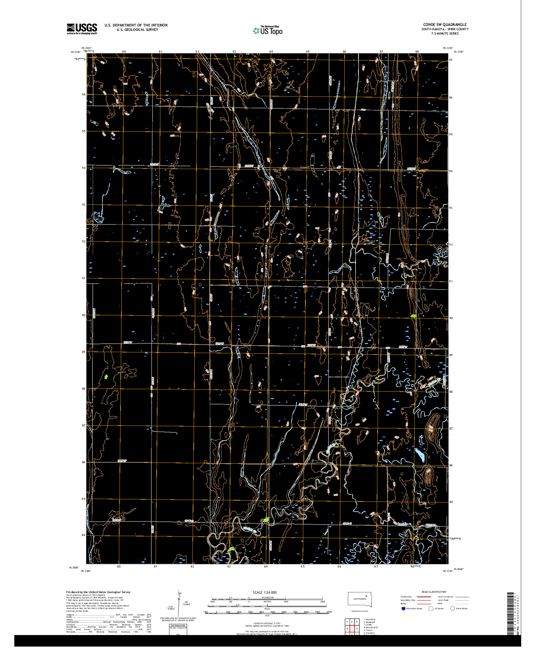 USGS US TOPO 7.5-MINUTE MAP FOR CONDE SW, SD 2017