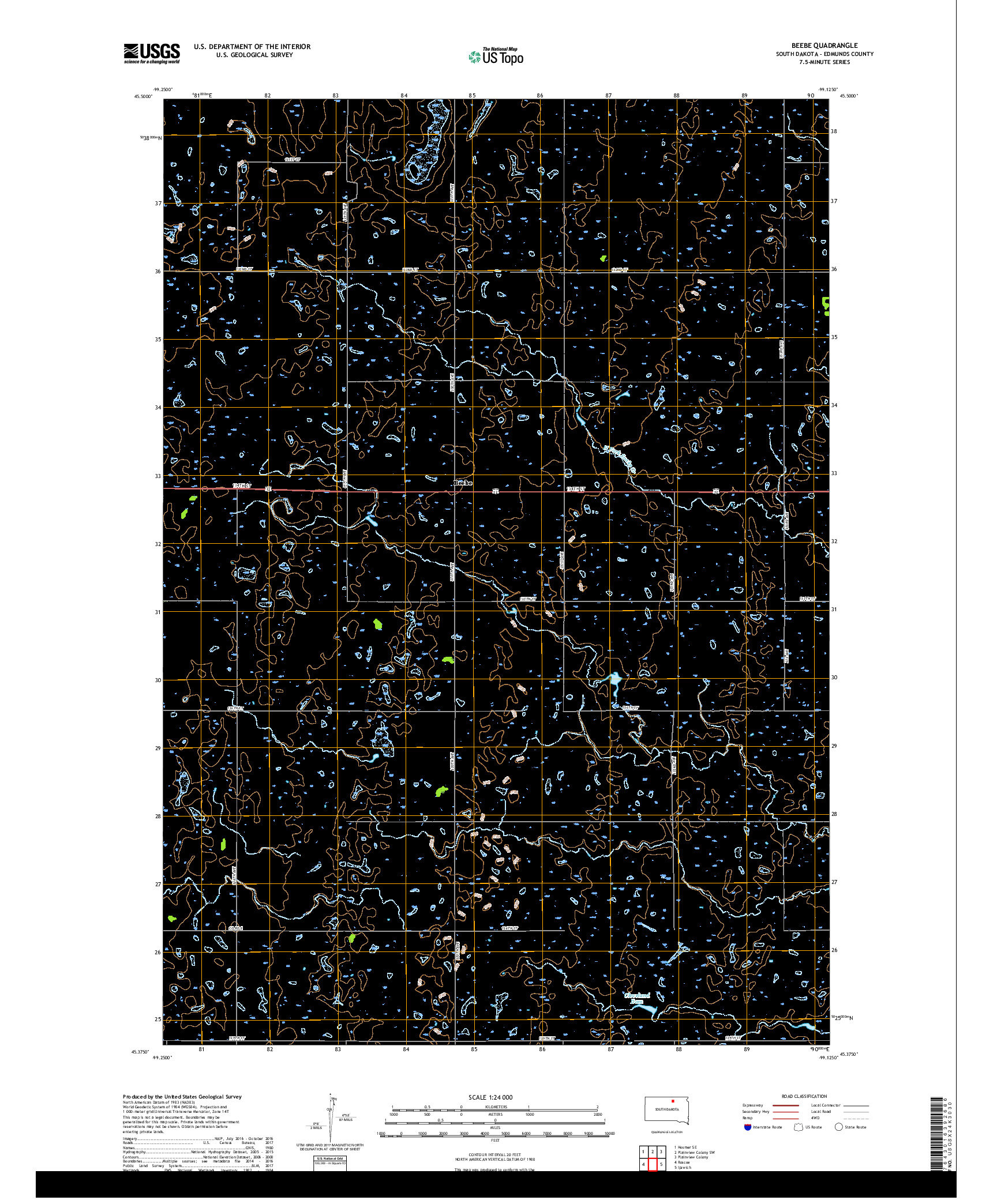 USGS US TOPO 7.5-MINUTE MAP FOR BEEBE, SD 2017