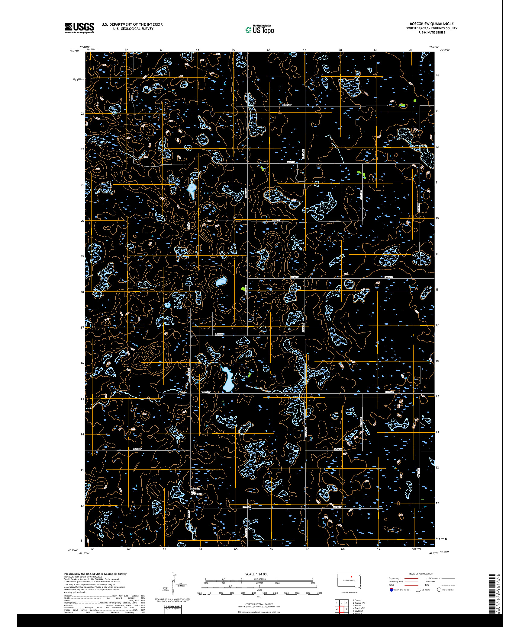 USGS US TOPO 7.5-MINUTE MAP FOR ROSCOE SW, SD 2017