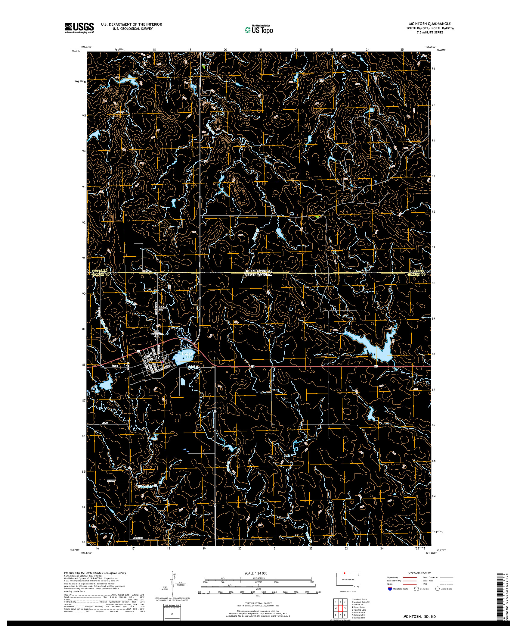 USGS US TOPO 7.5-MINUTE MAP FOR MCINTOSH, SD,ND 2017