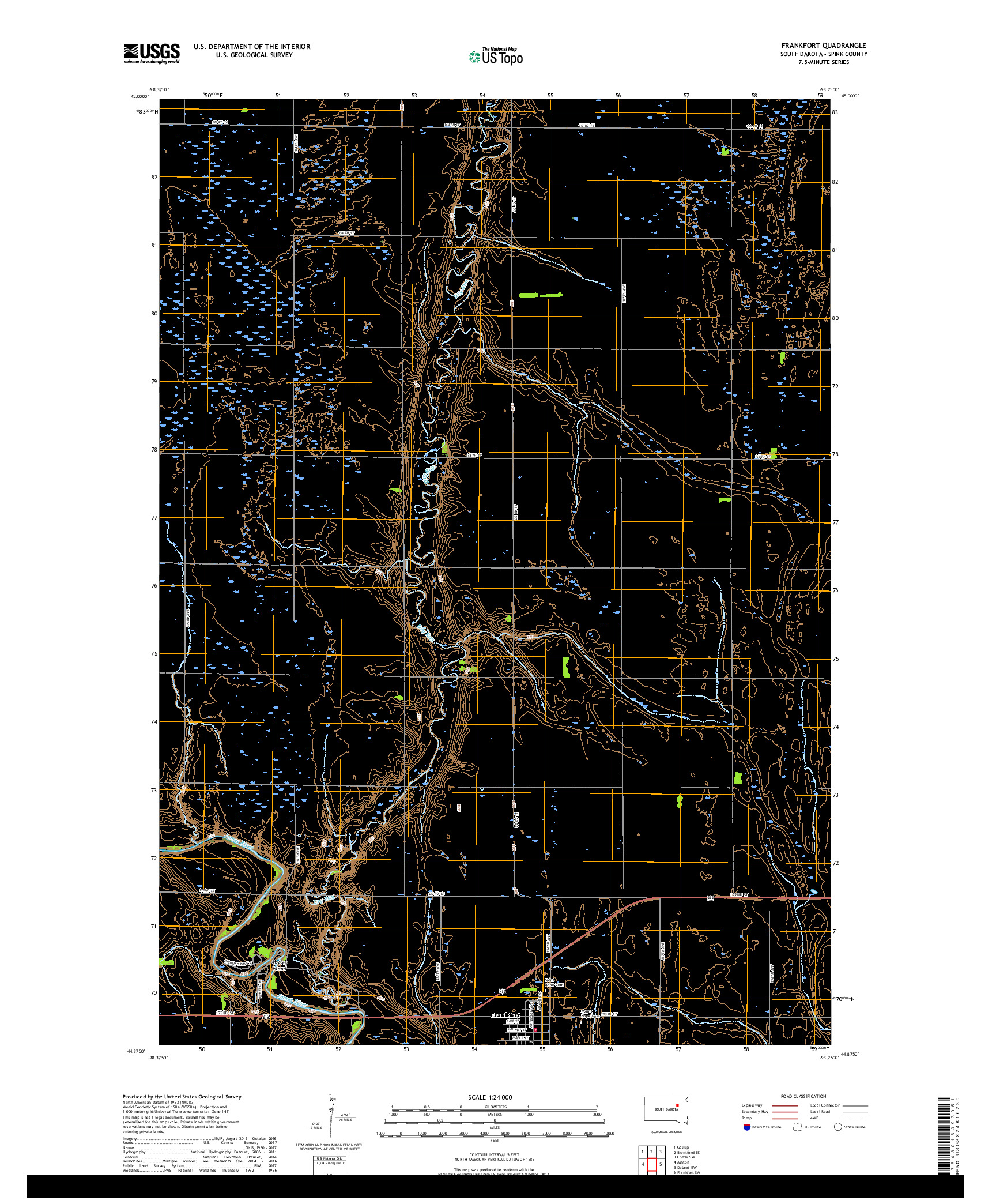 USGS US TOPO 7.5-MINUTE MAP FOR FRANKFORT, SD 2017