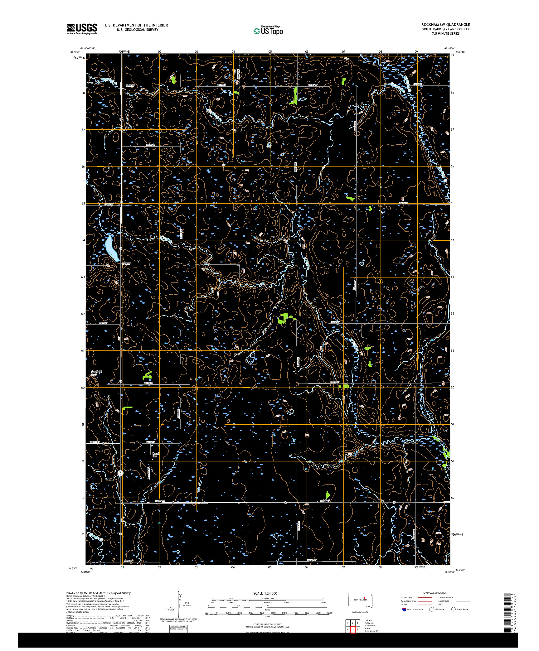 USGS US TOPO 7.5-MINUTE MAP FOR ROCKHAM SW, SD 2017