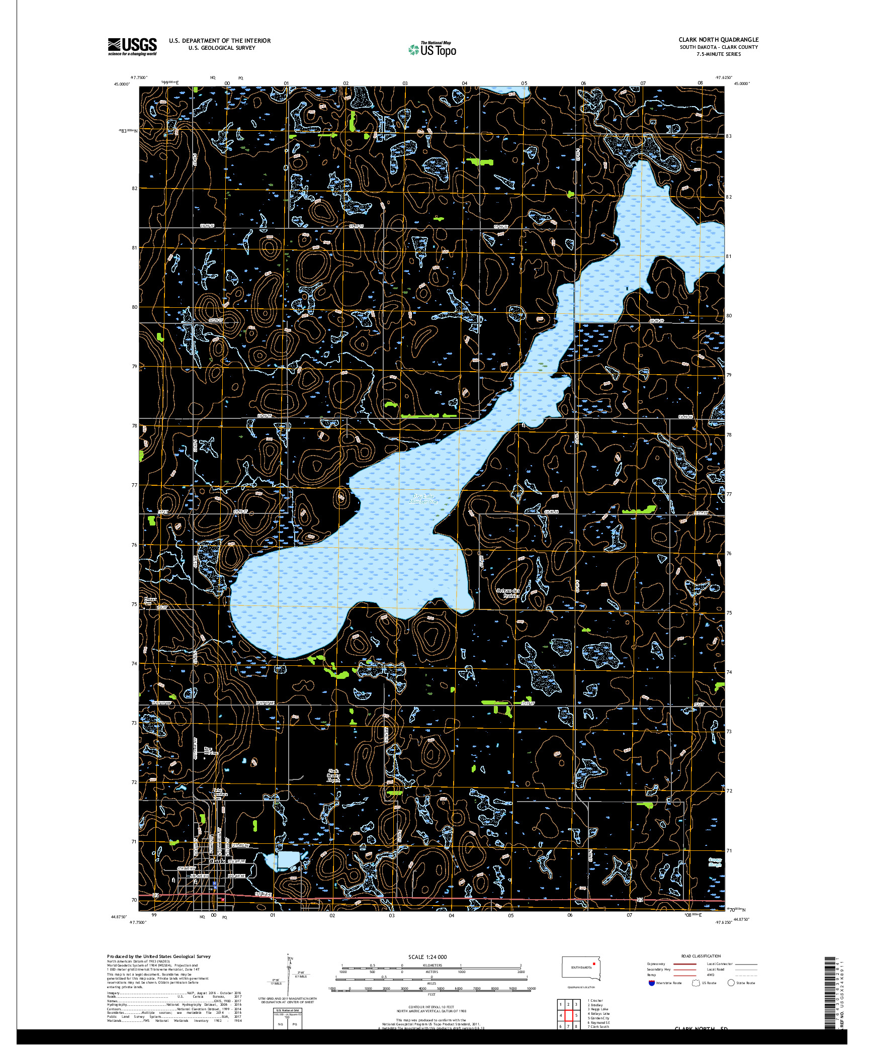 USGS US TOPO 7.5-MINUTE MAP FOR CLARK NORTH, SD 2017