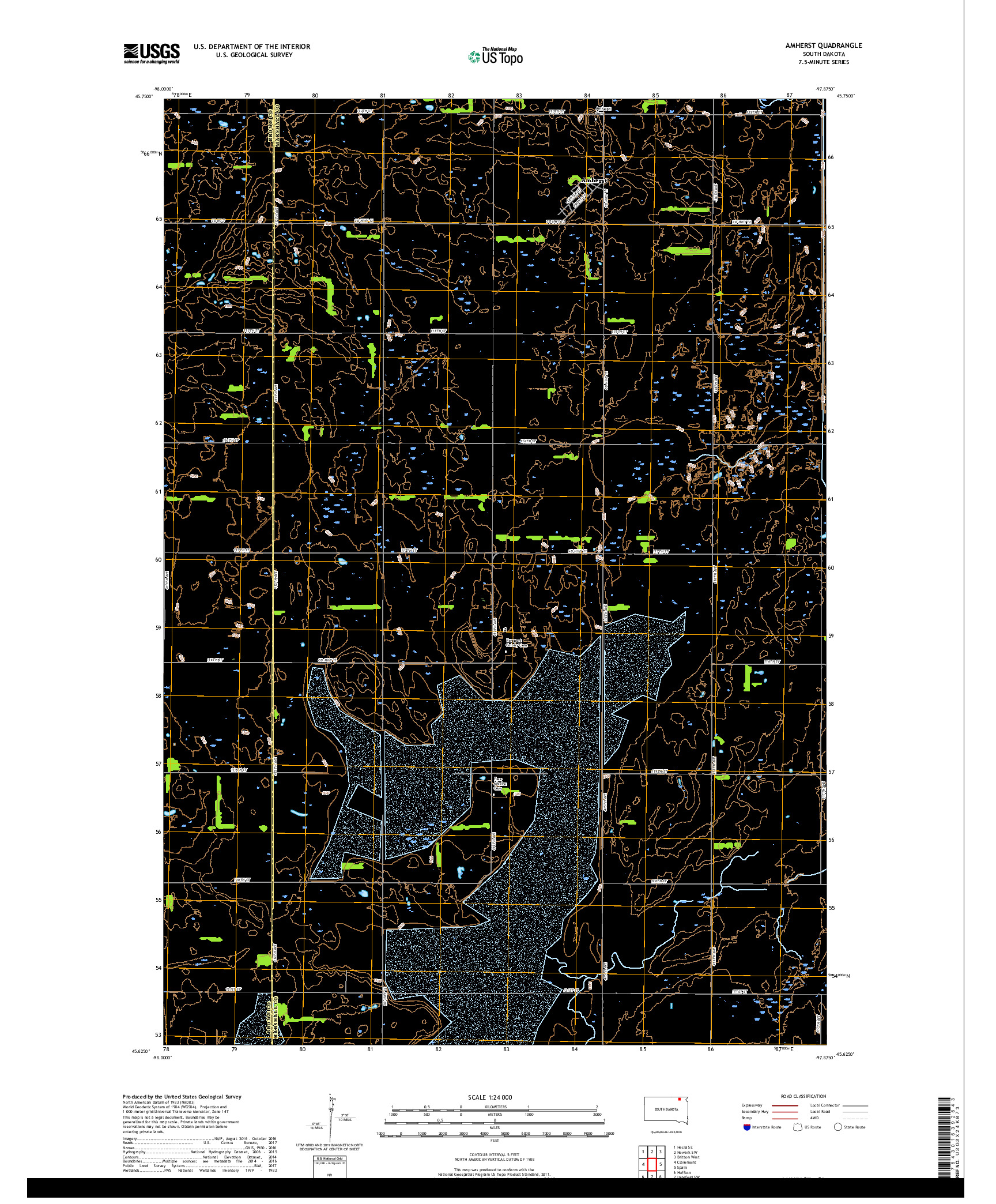 USGS US TOPO 7.5-MINUTE MAP FOR AMHERST, SD 2017