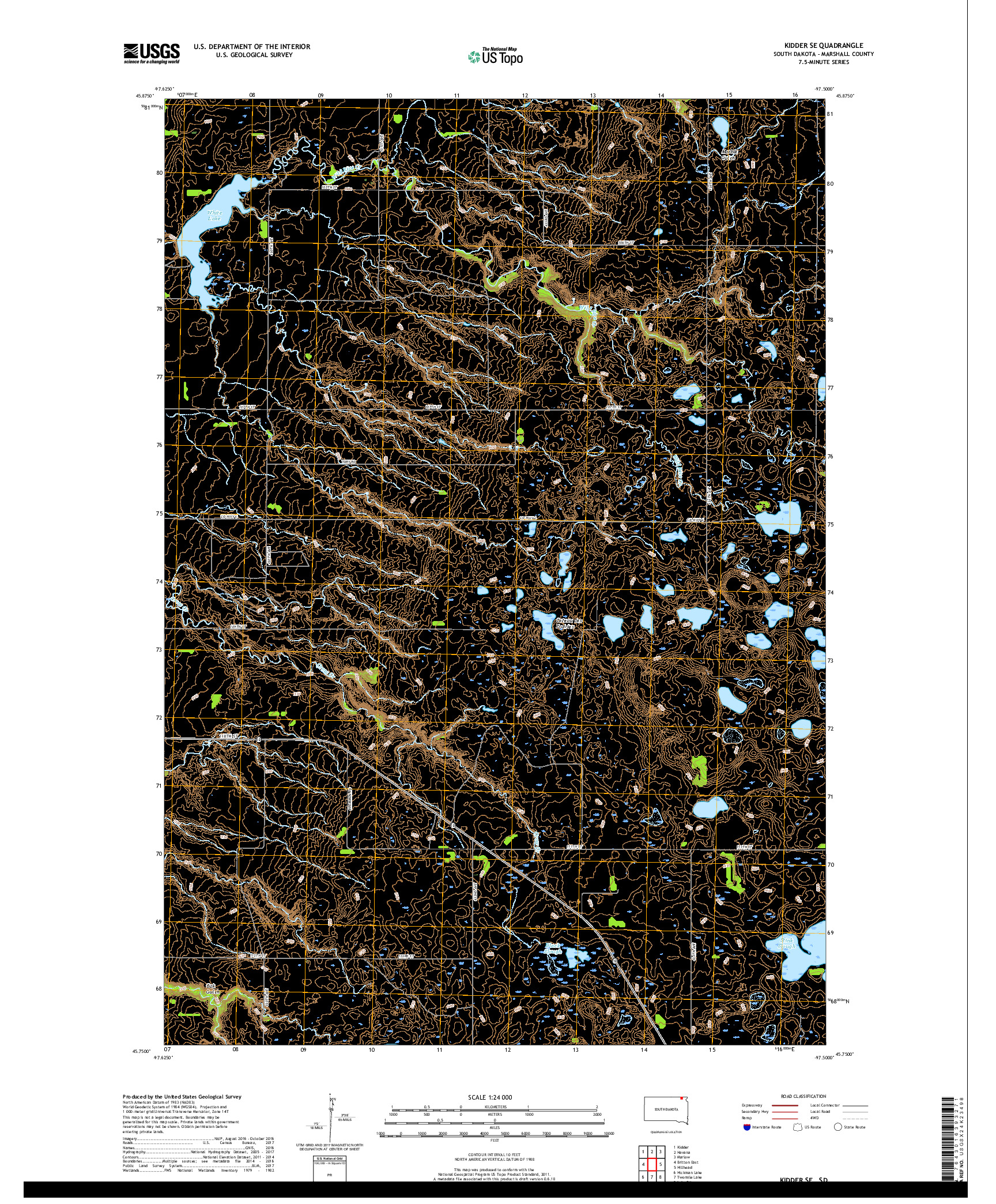 USGS US TOPO 7.5-MINUTE MAP FOR KIDDER SE, SD 2017