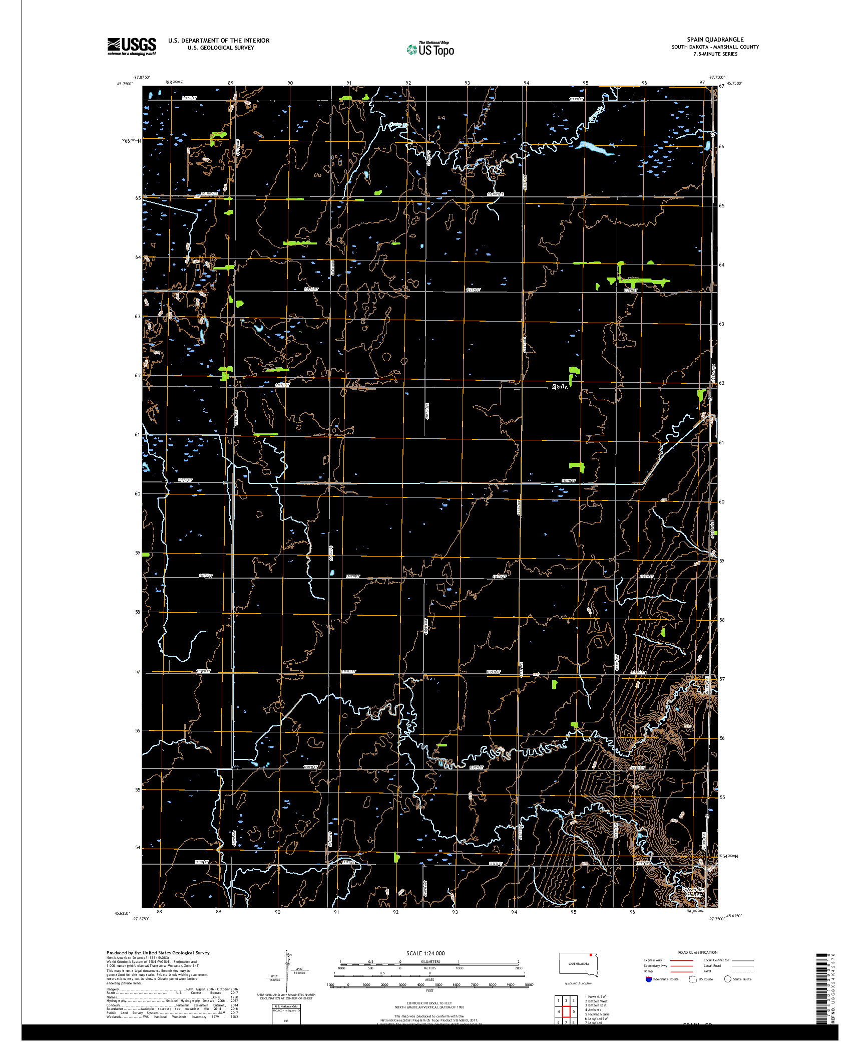 USGS US TOPO 7.5-MINUTE MAP FOR SPAIN, SD 2017