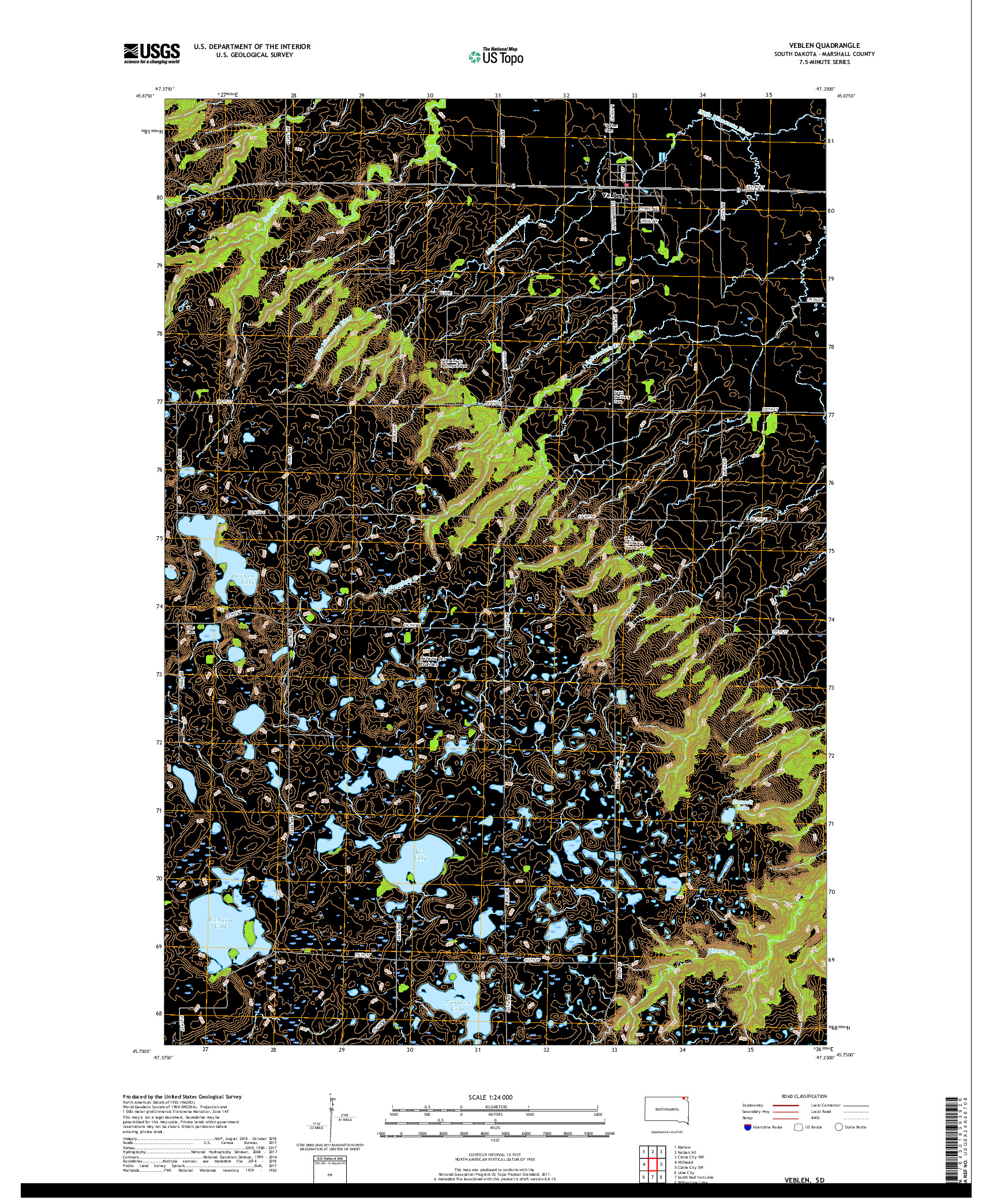 USGS US TOPO 7.5-MINUTE MAP FOR VEBLEN, SD 2017