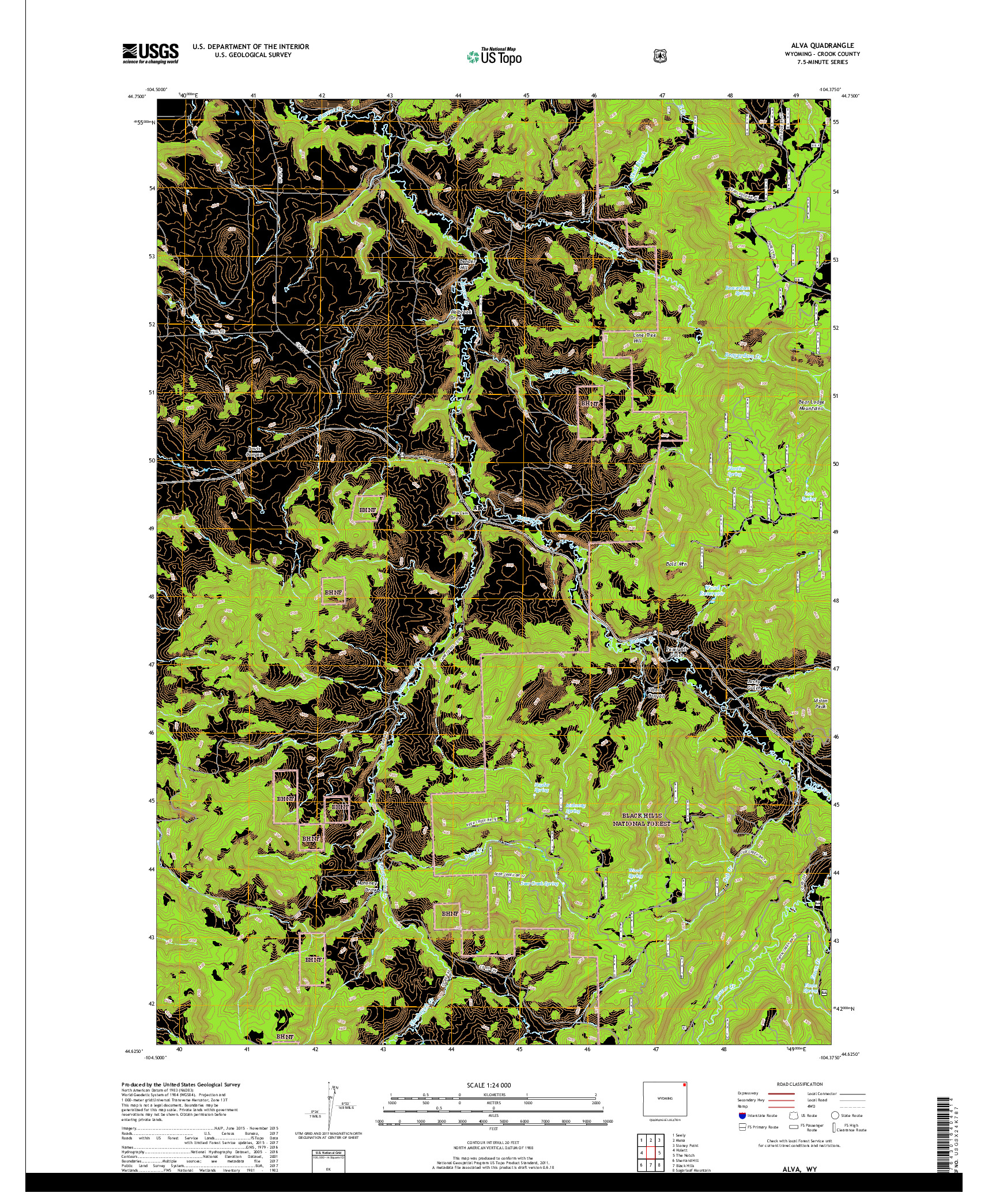 USGS US TOPO 7.5-MINUTE MAP FOR ALVA, WY 2017