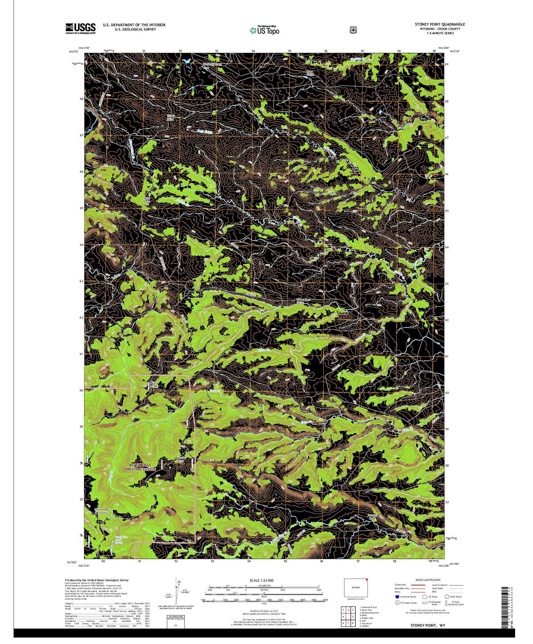 USGS US TOPO 7.5-MINUTE MAP FOR STONEY POINT, WY 2017