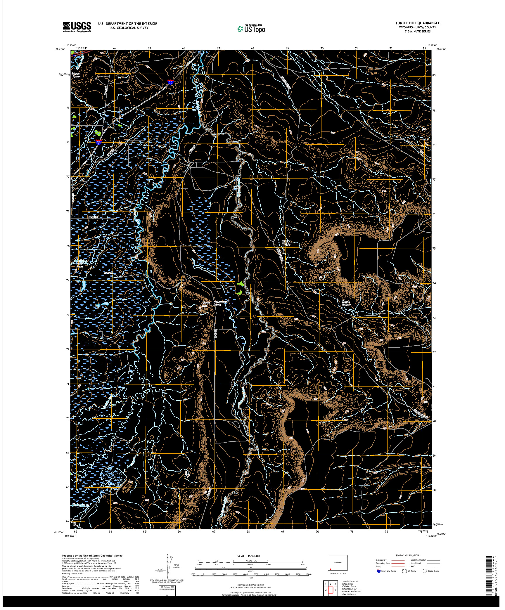 USGS US TOPO 7.5-MINUTE MAP FOR TURTLE HILL, WY 2017