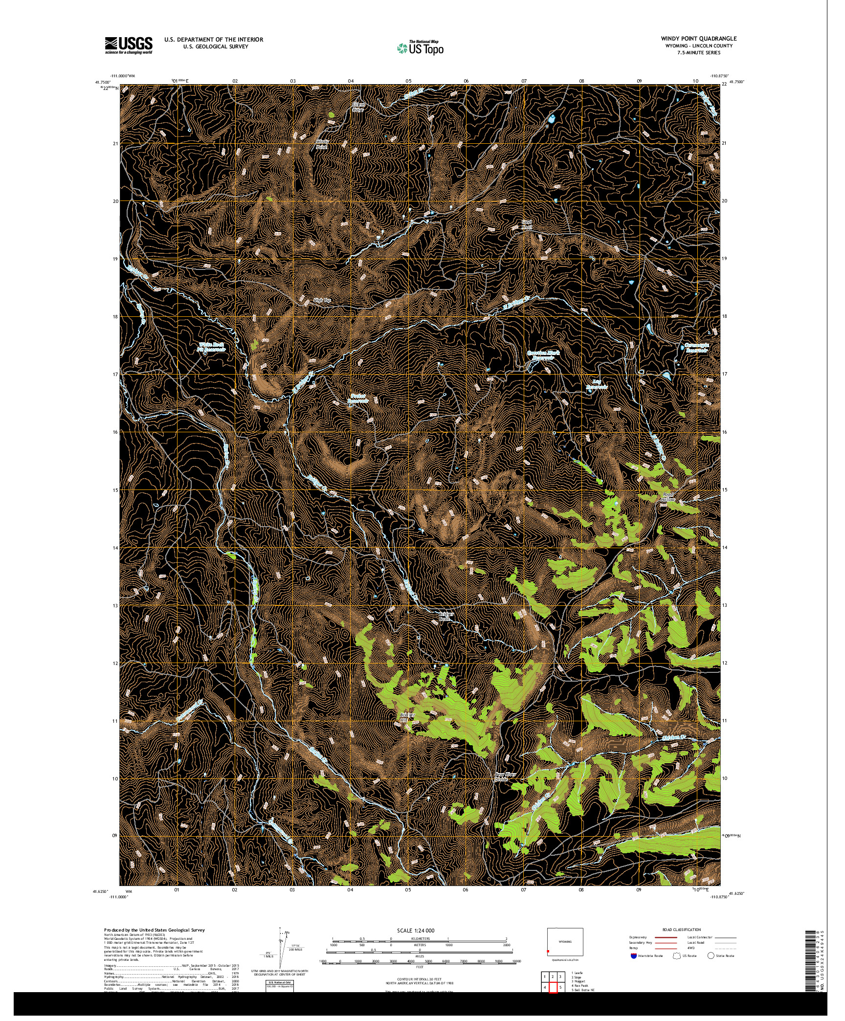 USGS US TOPO 7.5-MINUTE MAP FOR WINDY POINT, WY 2017