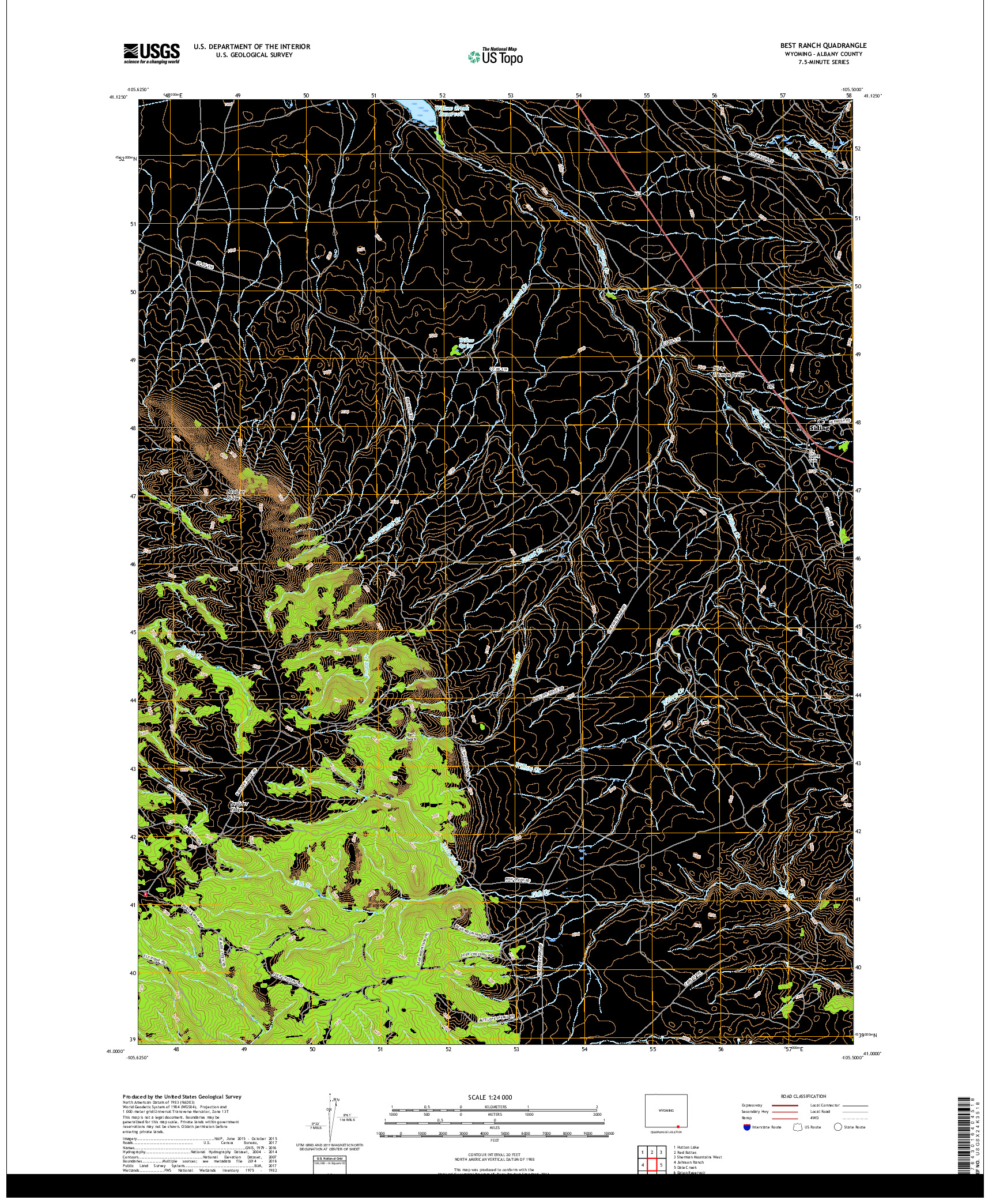 USGS US TOPO 7.5-MINUTE MAP FOR BEST RANCH, WY 2017