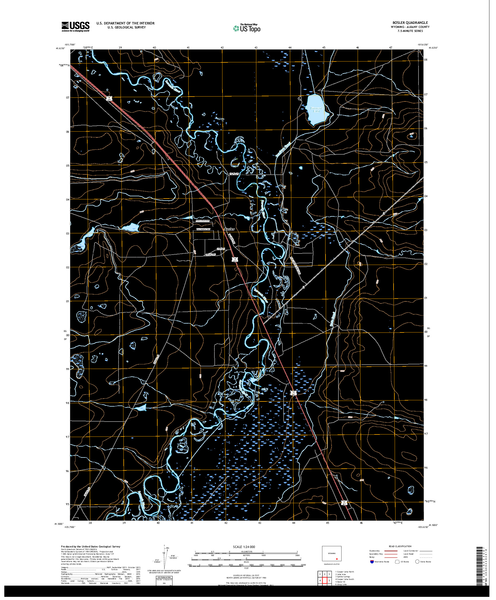 USGS US TOPO 7.5-MINUTE MAP FOR BOSLER, WY 2017