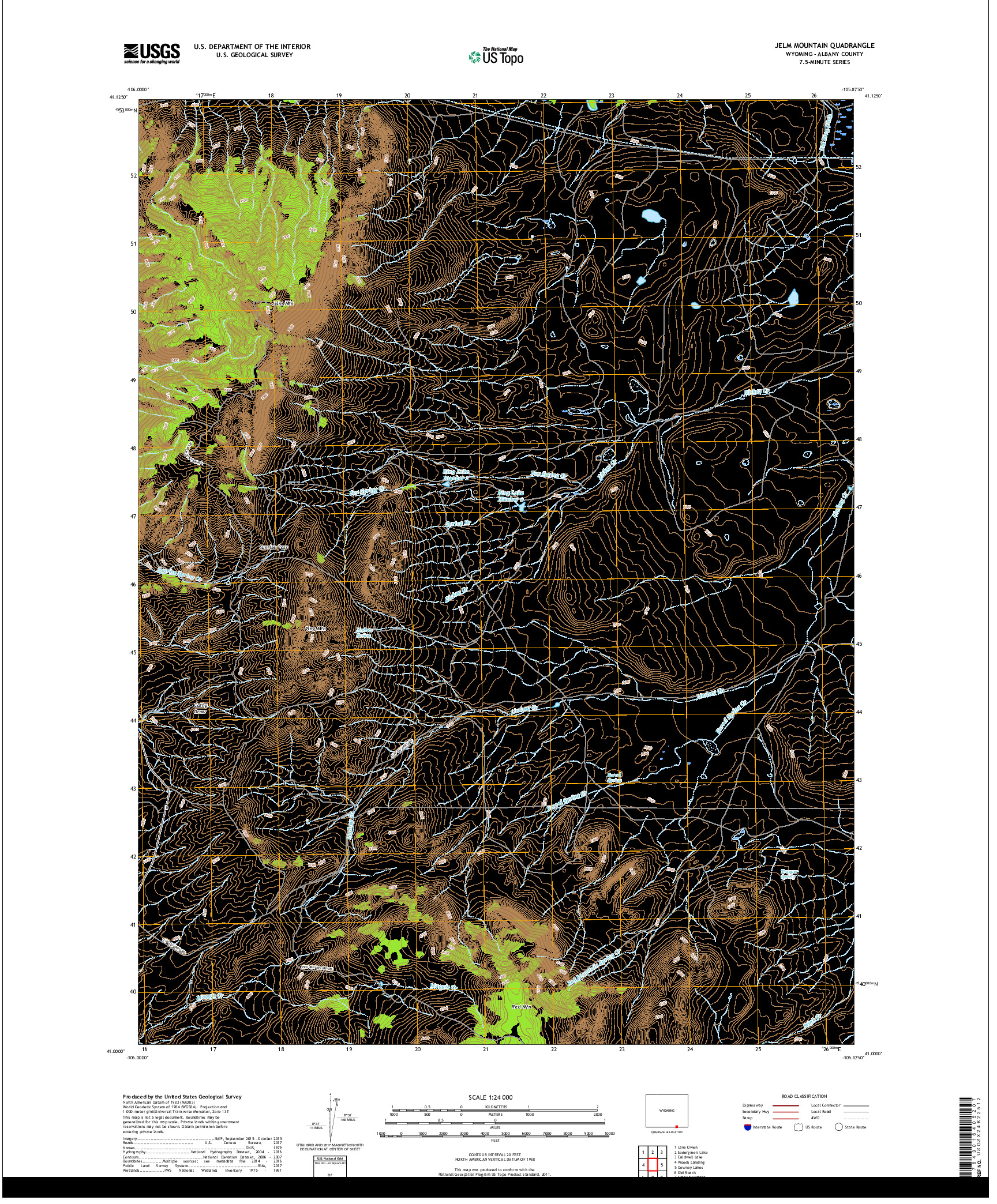 USGS US TOPO 7.5-MINUTE MAP FOR JELM MOUNTAIN, WY 2017