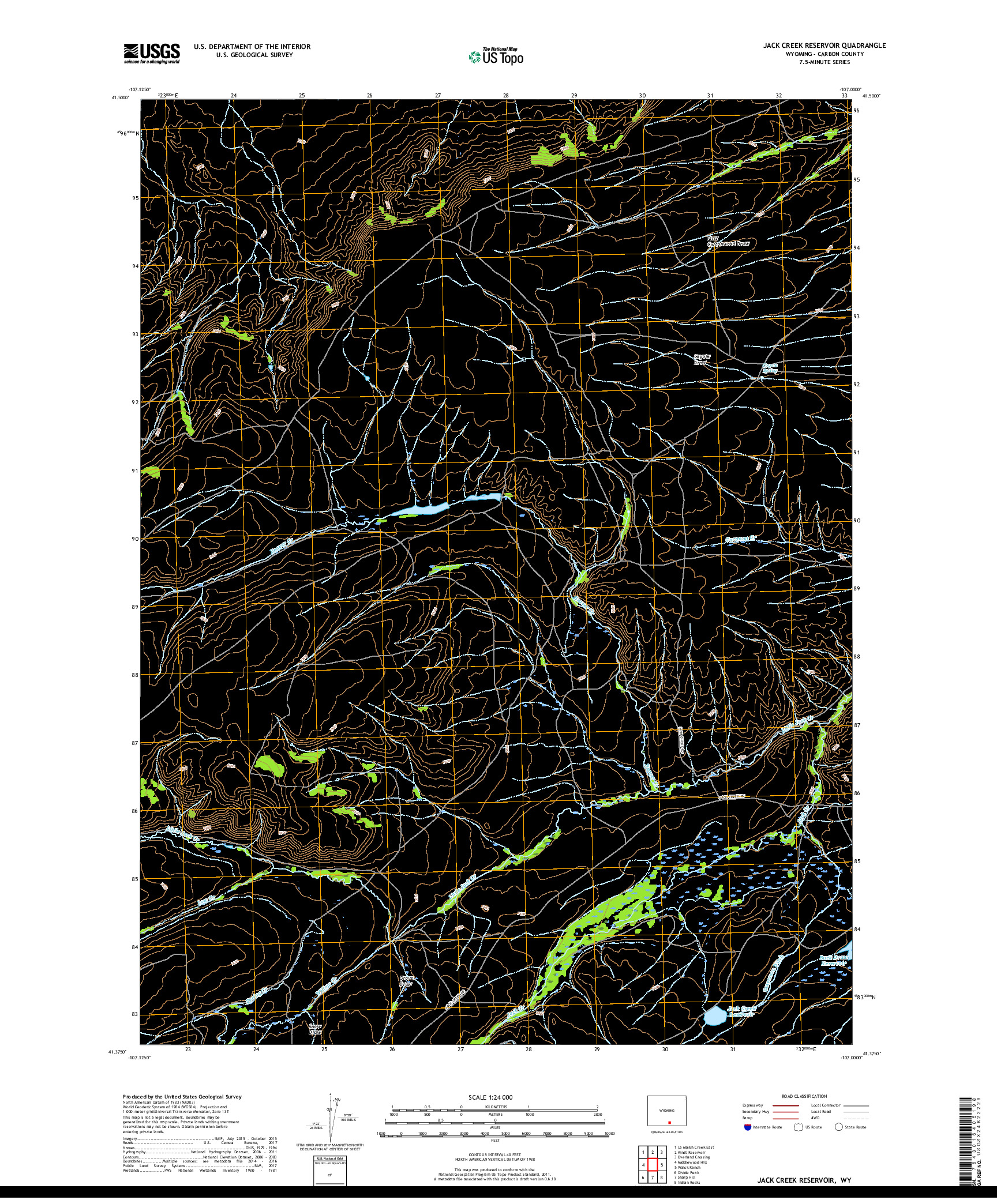 USGS US TOPO 7.5-MINUTE MAP FOR JACK CREEK RESERVOIR, WY 2017