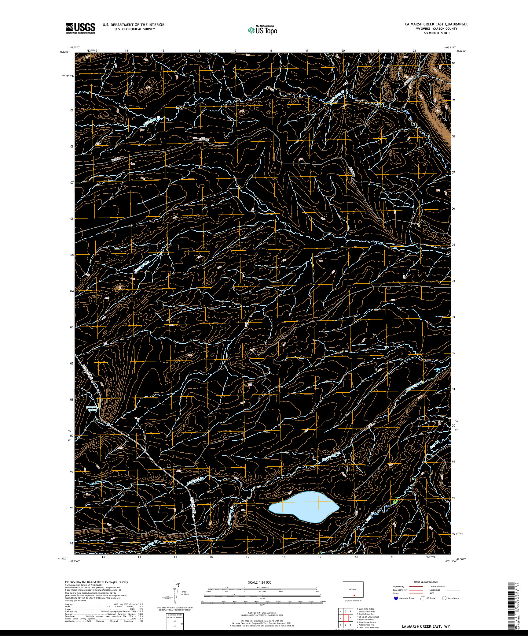 USGS US TOPO 7.5-MINUTE MAP FOR LA MARSH CREEK EAST, WY 2017