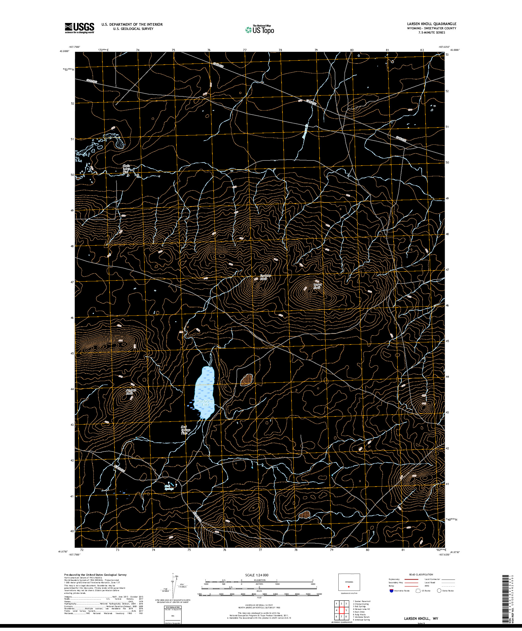 USGS US TOPO 7.5-MINUTE MAP FOR LARSEN KNOLL, WY 2017