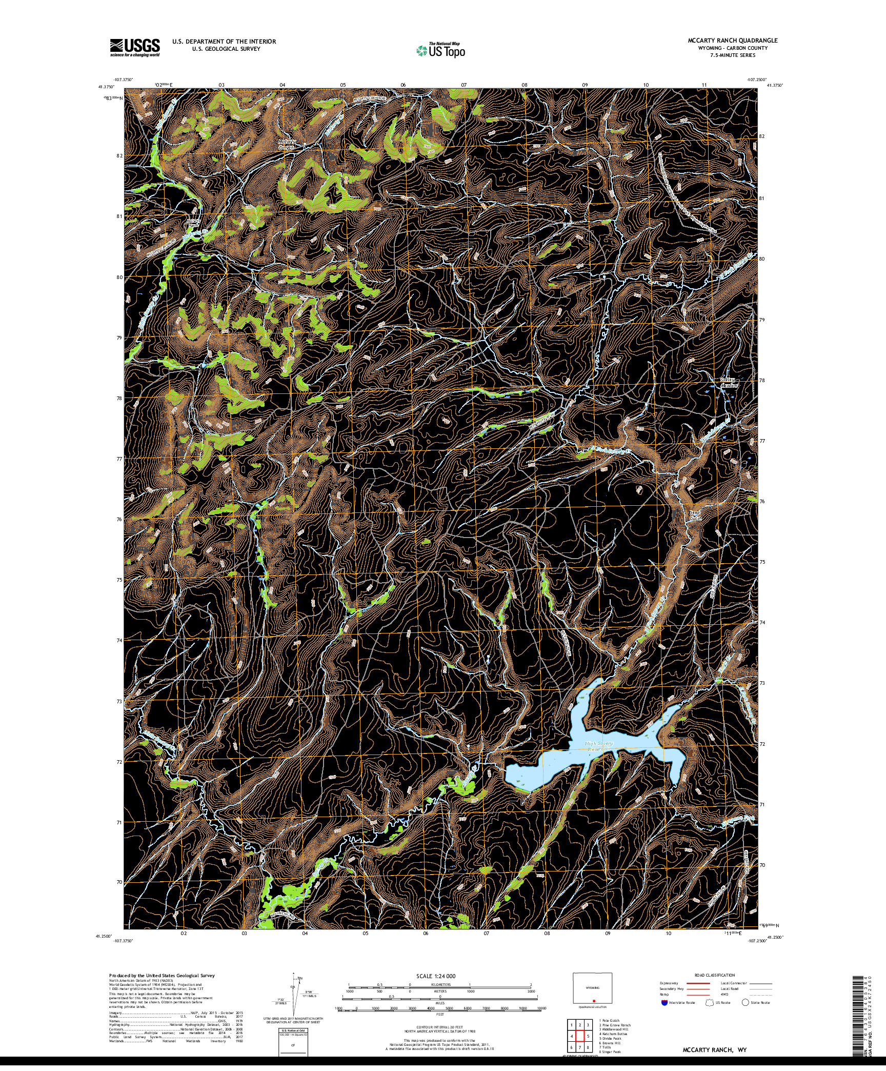 USGS US TOPO 7.5-MINUTE MAP FOR MCCARTY RANCH, WY 2017