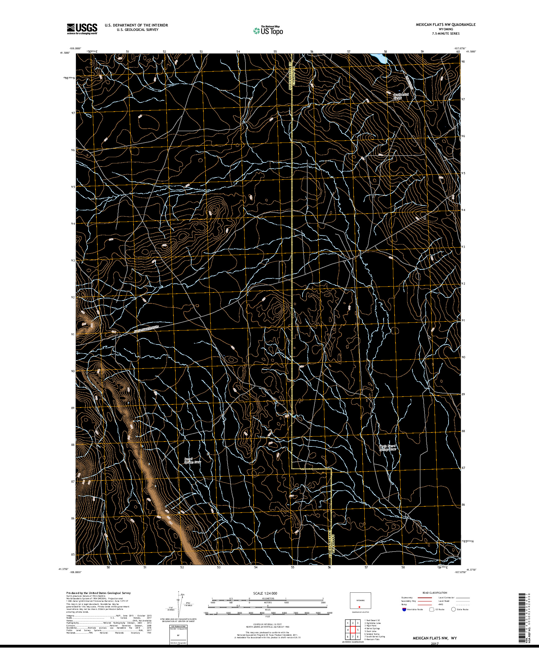 USGS US TOPO 7.5-MINUTE MAP FOR MEXICAN FLATS NW, WY 2017