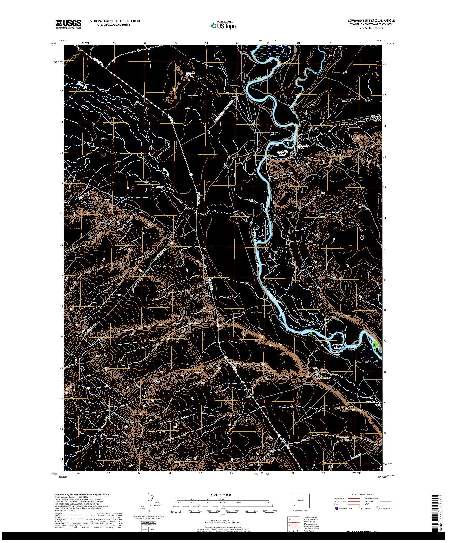 USGS US TOPO 7.5-MINUTE MAP FOR LOMBARD BUTTES, WY 2017