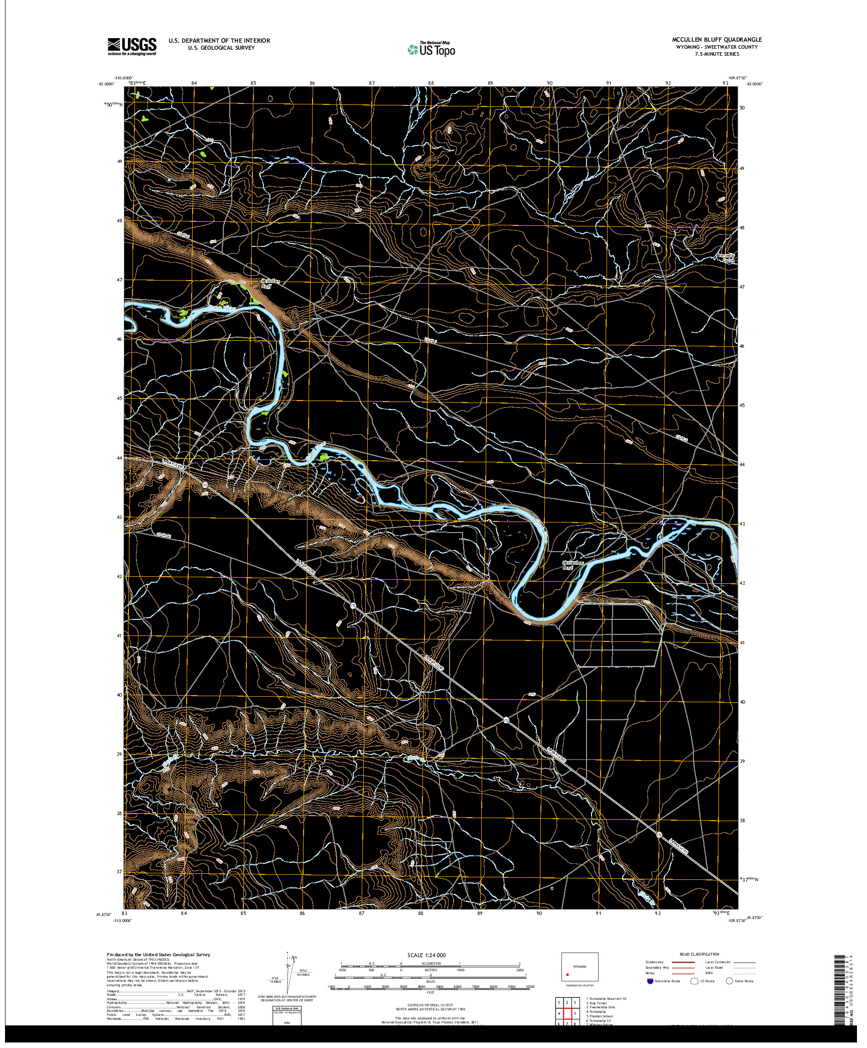 USGS US TOPO 7.5-MINUTE MAP FOR MCCULLEN BLUFF, WY 2017