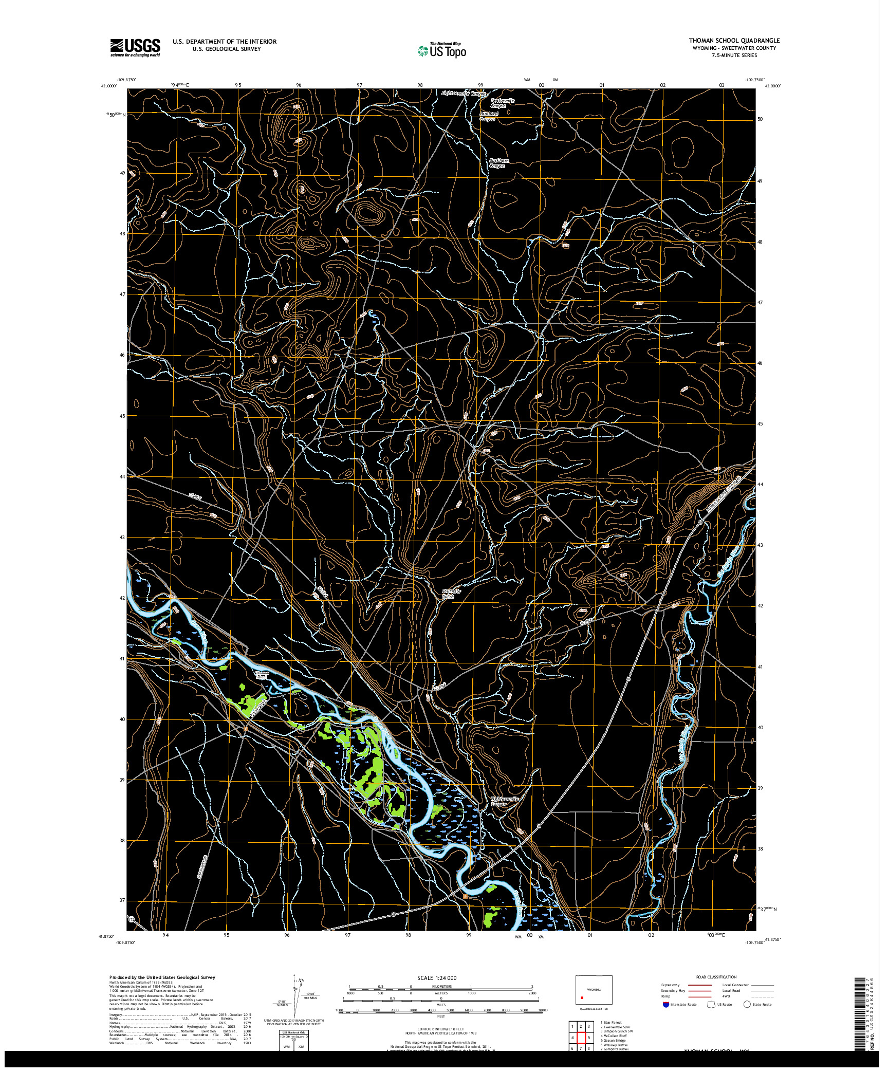 USGS US TOPO 7.5-MINUTE MAP FOR THOMAN SCHOOL, WY 2017