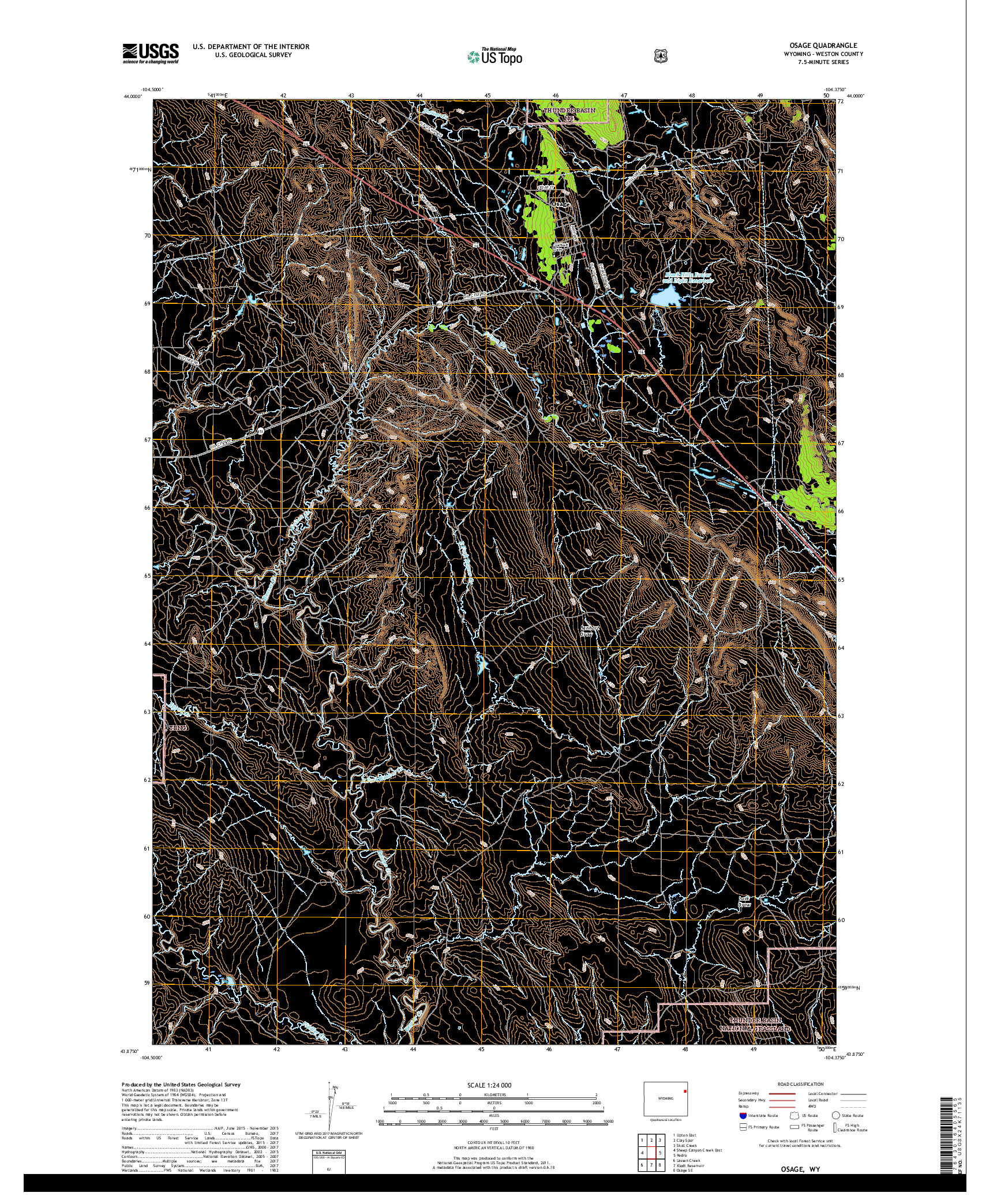 USGS US TOPO 7.5-MINUTE MAP FOR OSAGE, WY 2017