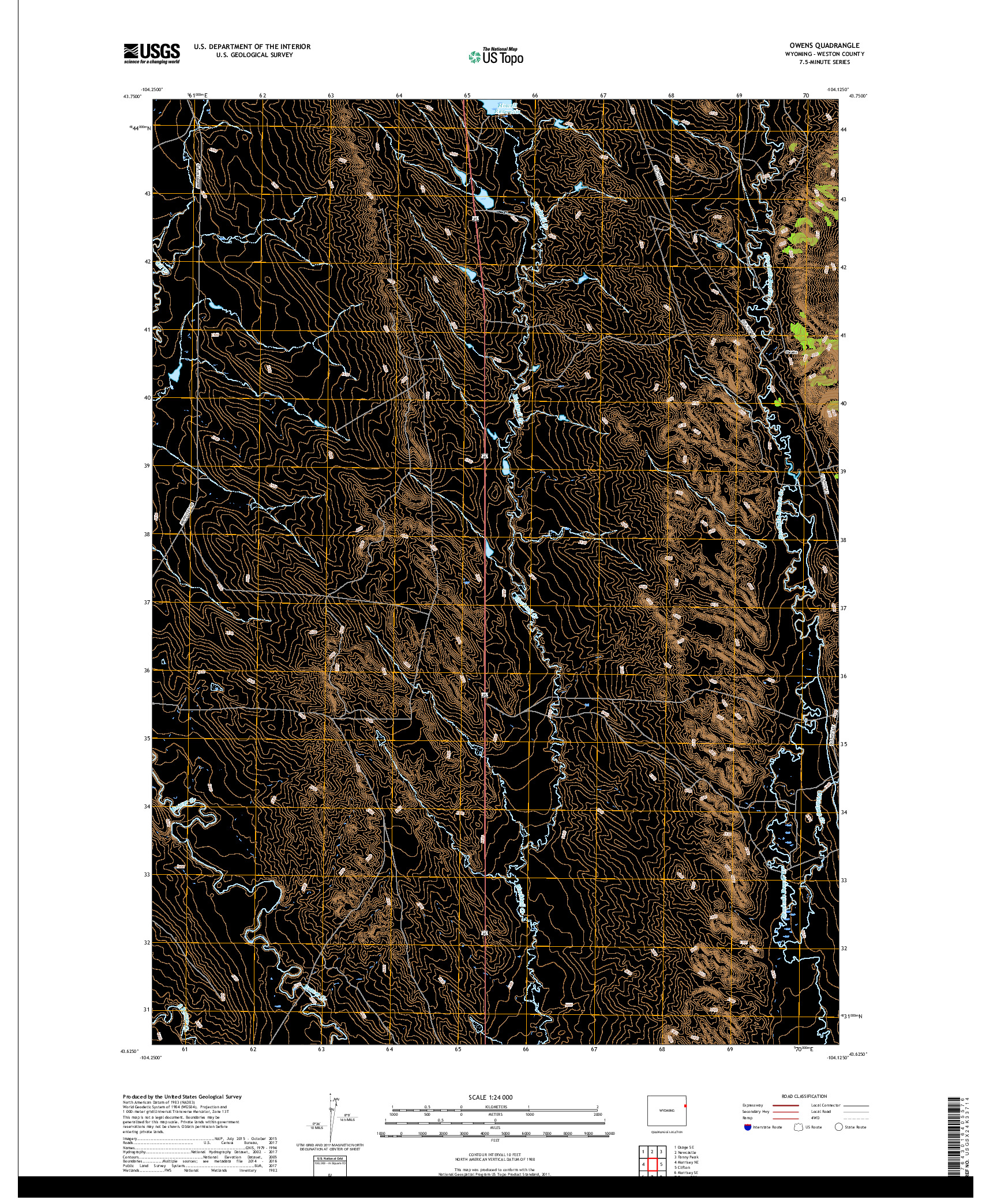 USGS US TOPO 7.5-MINUTE MAP FOR OWENS, WY 2017