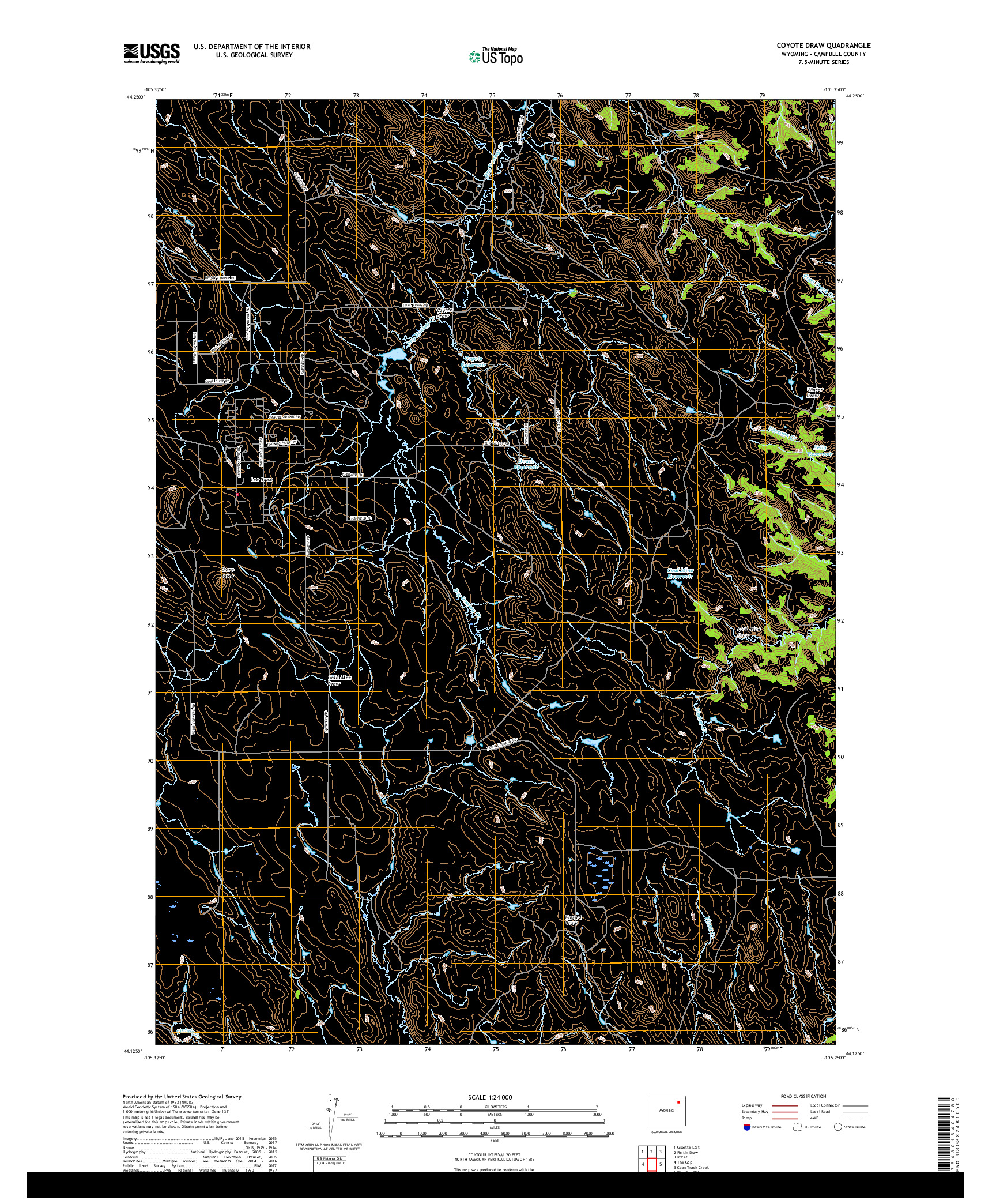 USGS US TOPO 7.5-MINUTE MAP FOR COYOTE DRAW, WY 2017