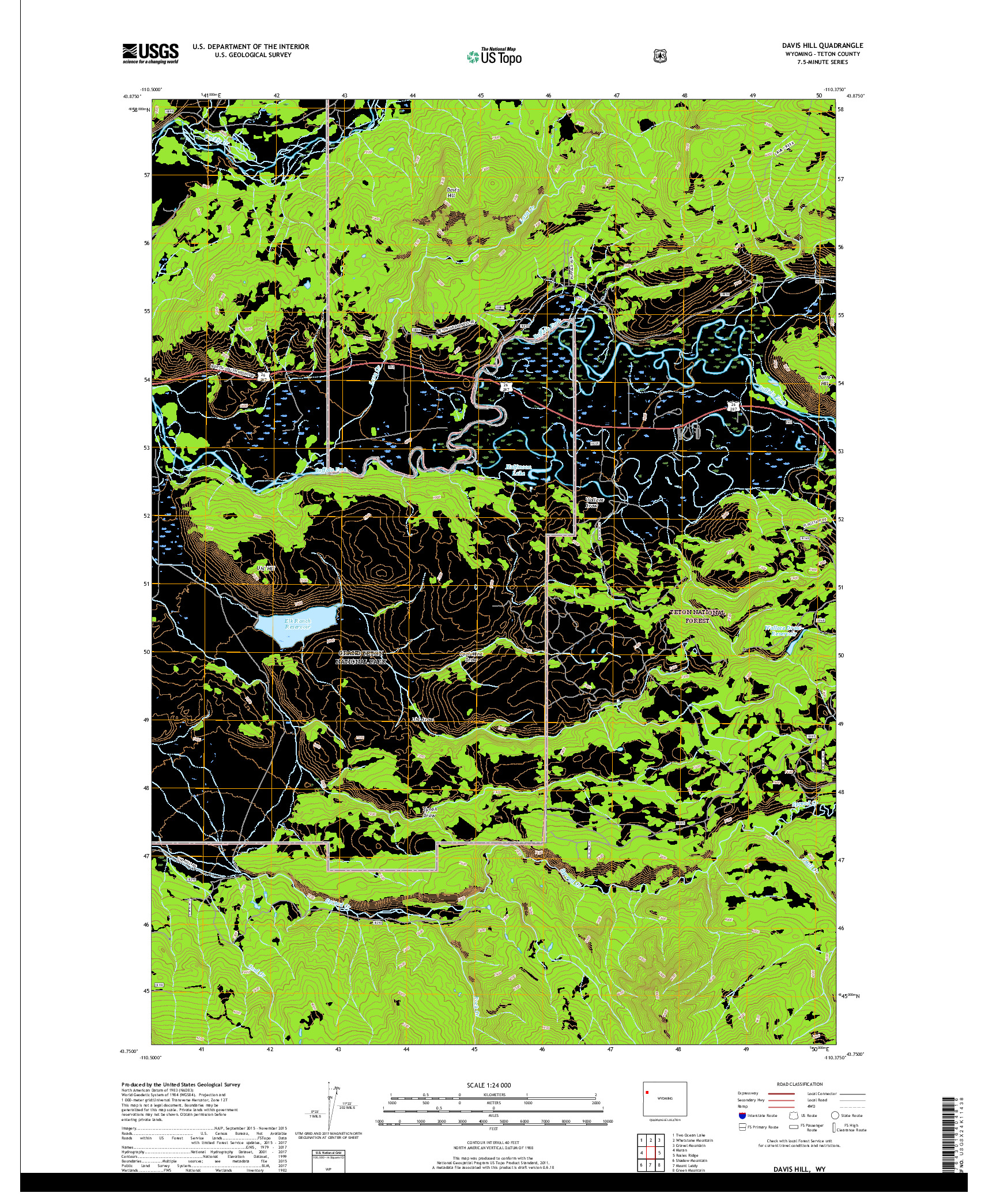 USGS US TOPO 7.5-MINUTE MAP FOR DAVIS HILL, WY 2017