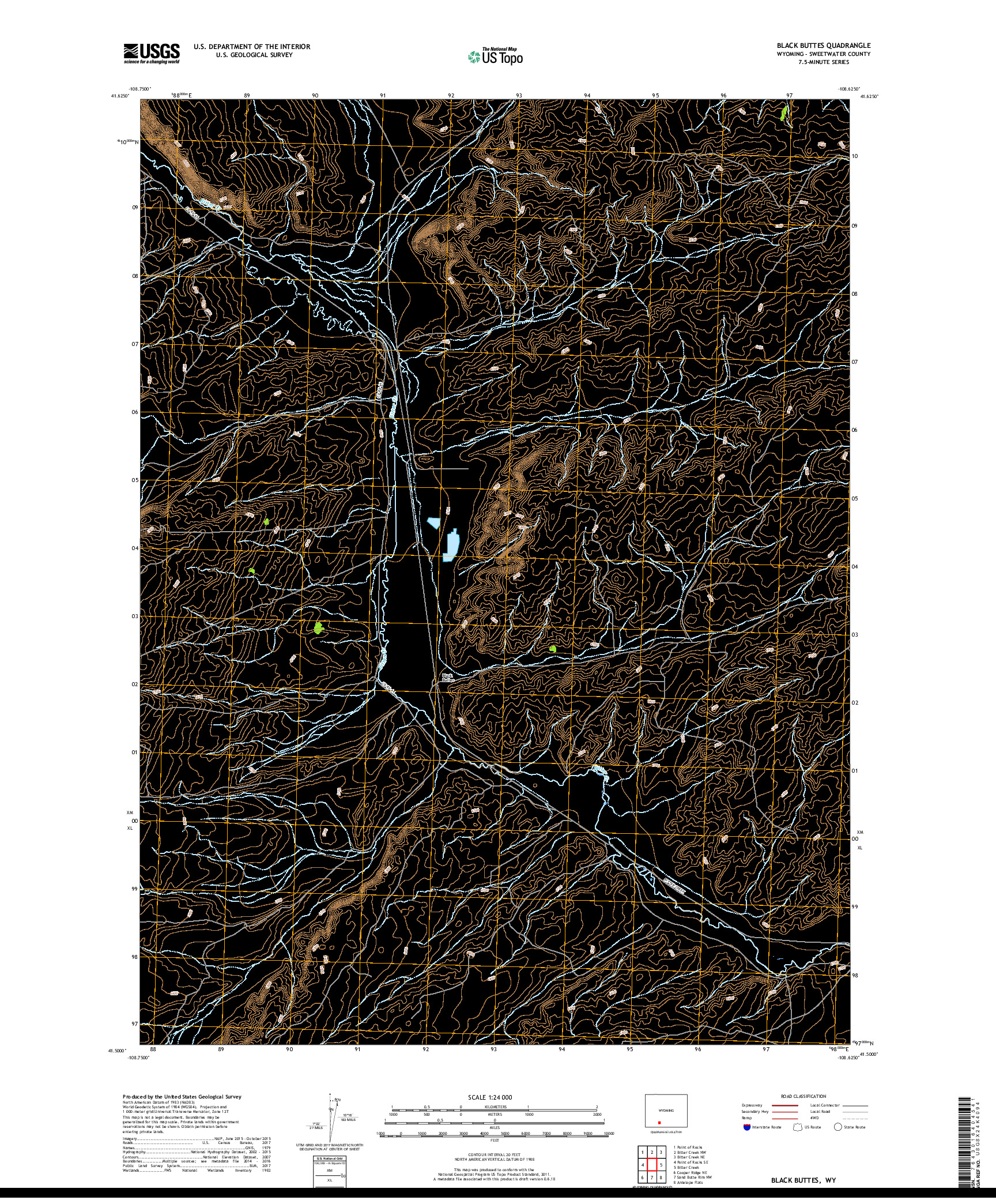 USGS US TOPO 7.5-MINUTE MAP FOR BLACK BUTTES, WY 2017